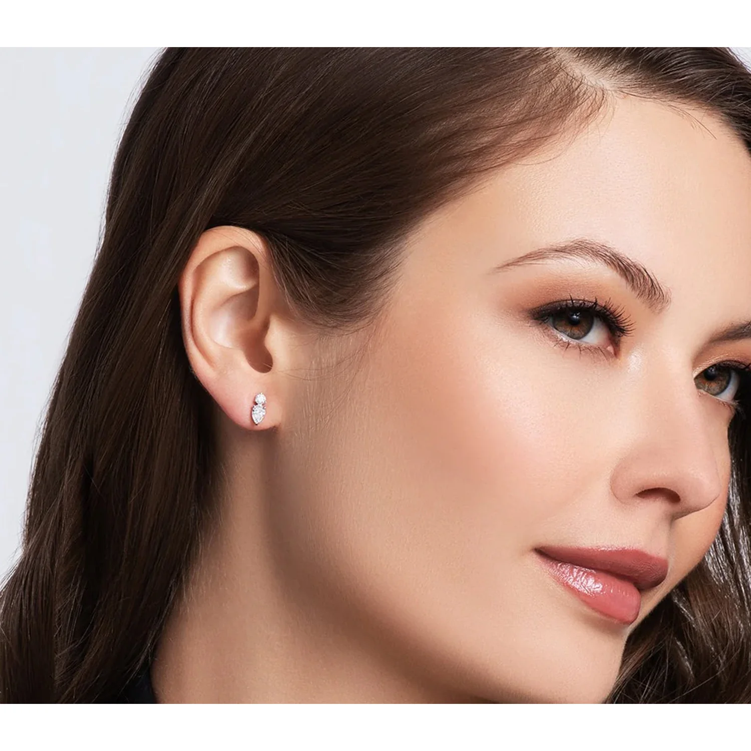 Phillips House Platinum Round and Pear Stud Earrings - Image 2
