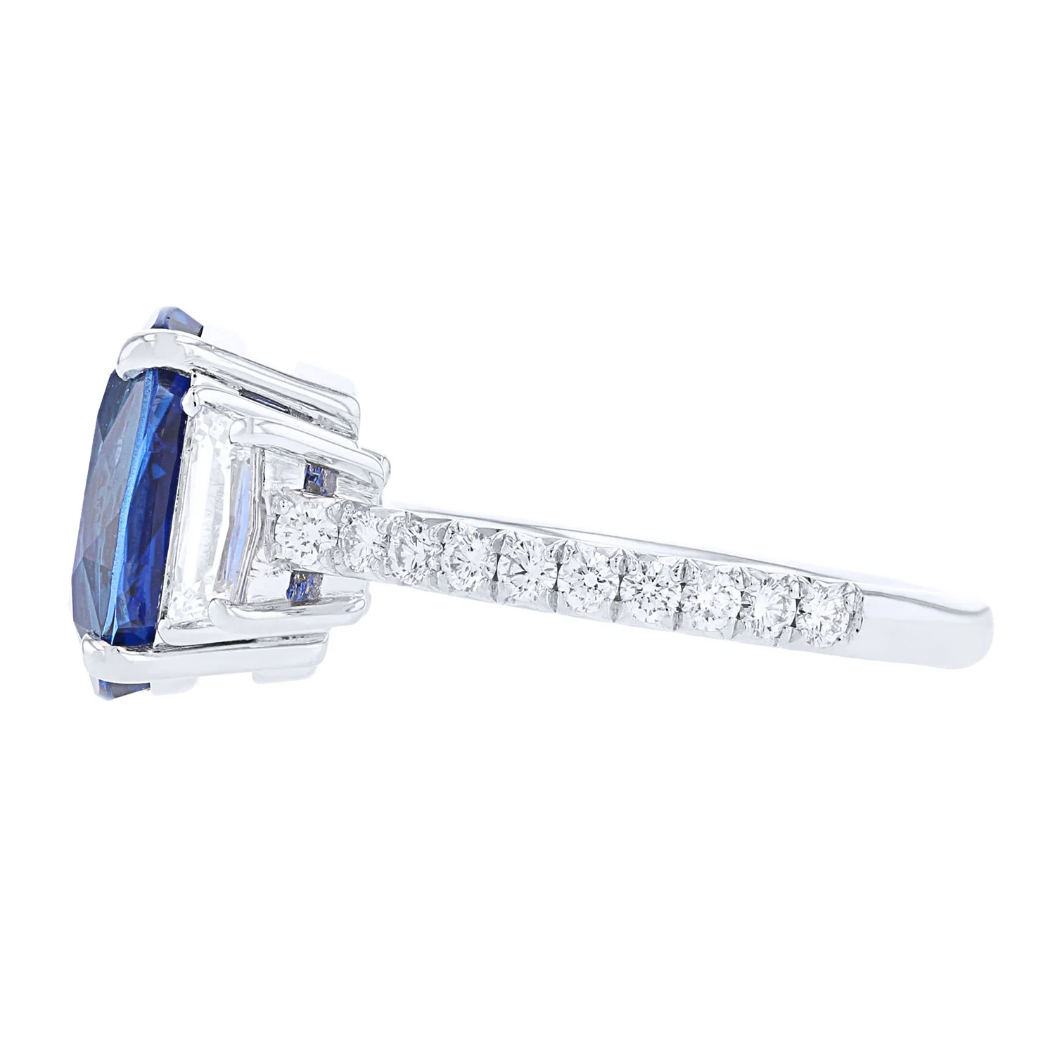 Platinum 5.33ct Blue Sapphire and Diamond Three Stone Ring - Image 2