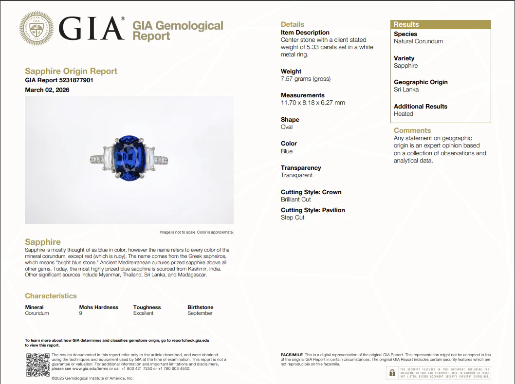Platinum 5.33ct Blue Sapphire and Diamond Three Stone Ring - Image 5