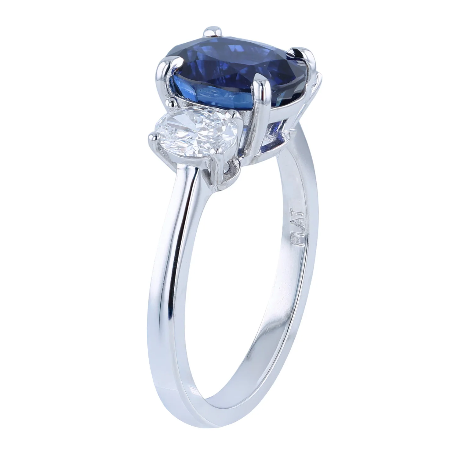 Platinum 3.42ct Sapphire No Heat GIA & Diamond Ring - Image 3