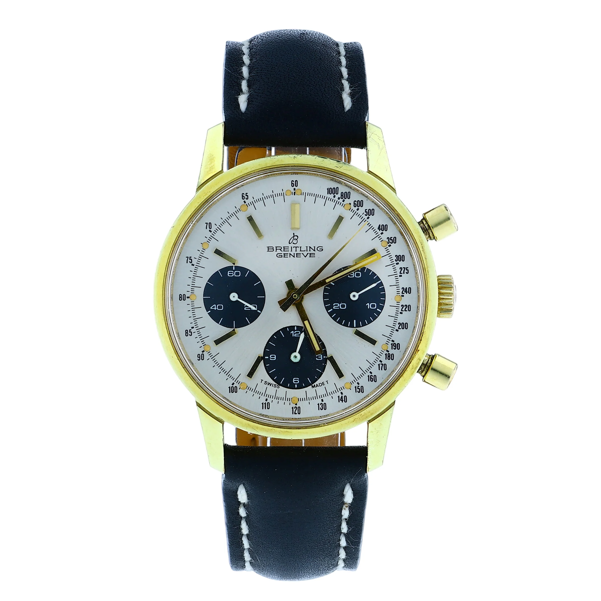 Pre-Owned 38mm 18k YG Plated Stainless Steel Breitling 'Long Playing' 815 Chronograph Vintage