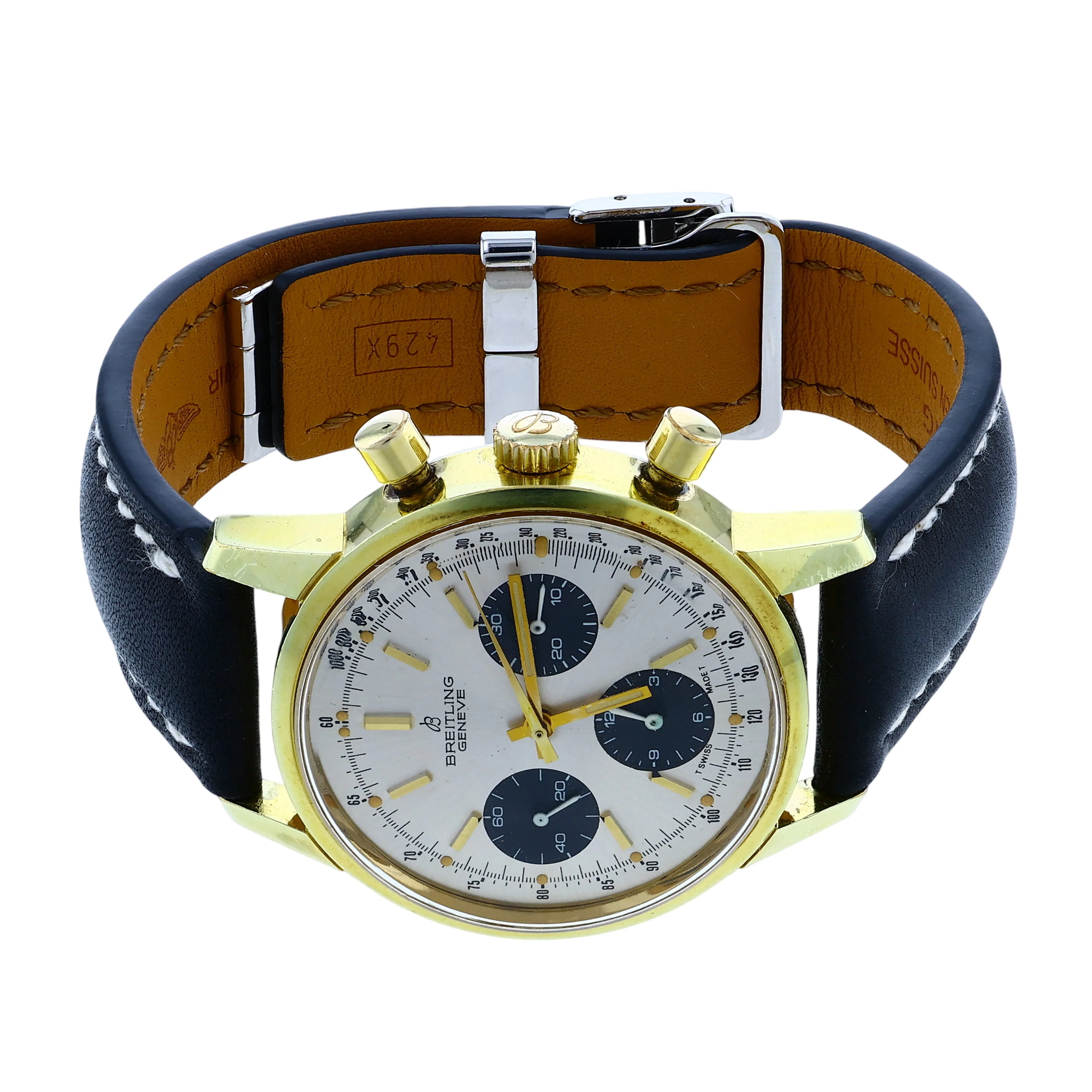 Pre-Owned 38mm 18k YG Plated Stainless Steel Breitling 'Long Playing' 815 Chronograph Vintage - Image 2