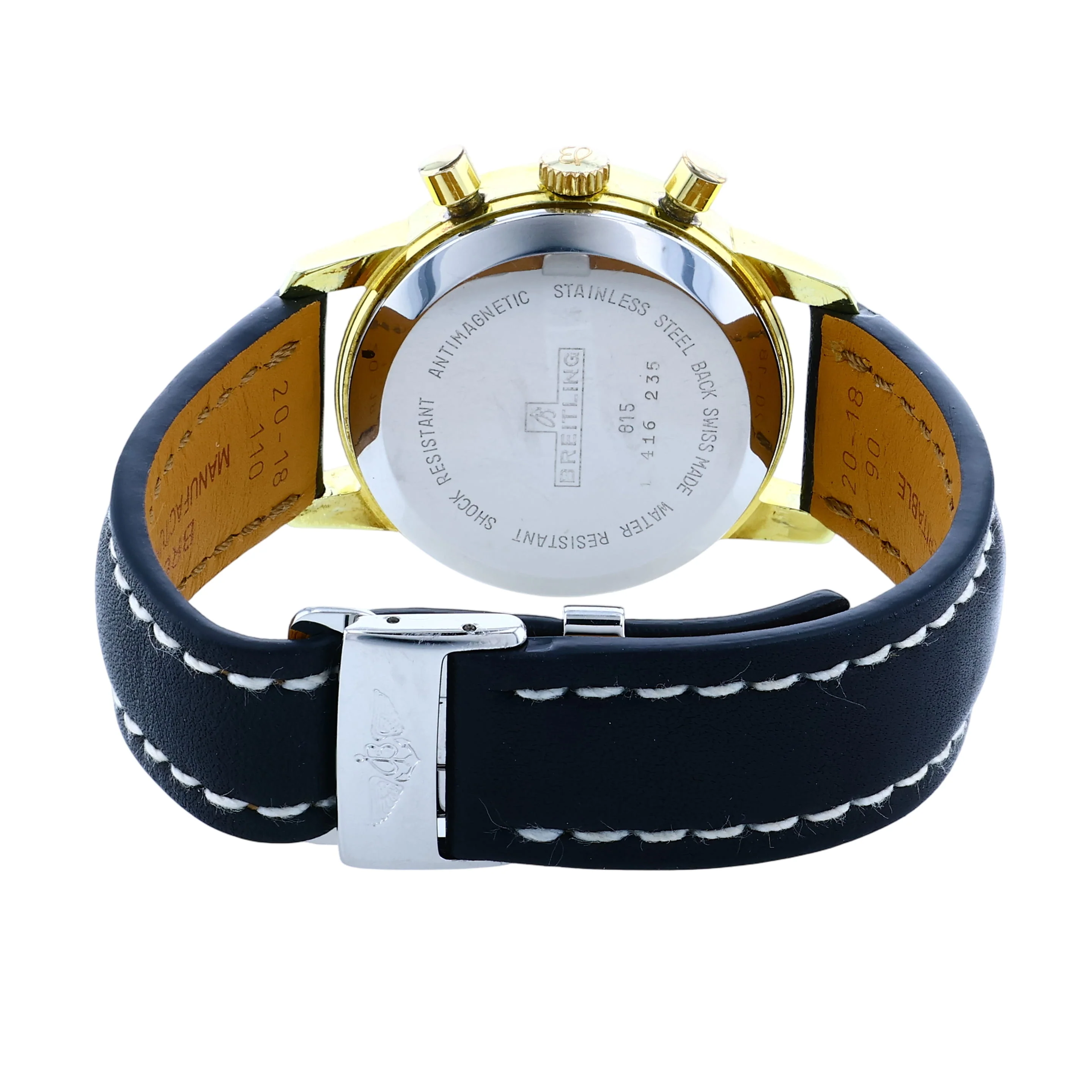 Pre-Owned 38mm 18k YG Plated Stainless Steel Breitling 'Long Playing' 815 Chronograph Vintage - Image 4
