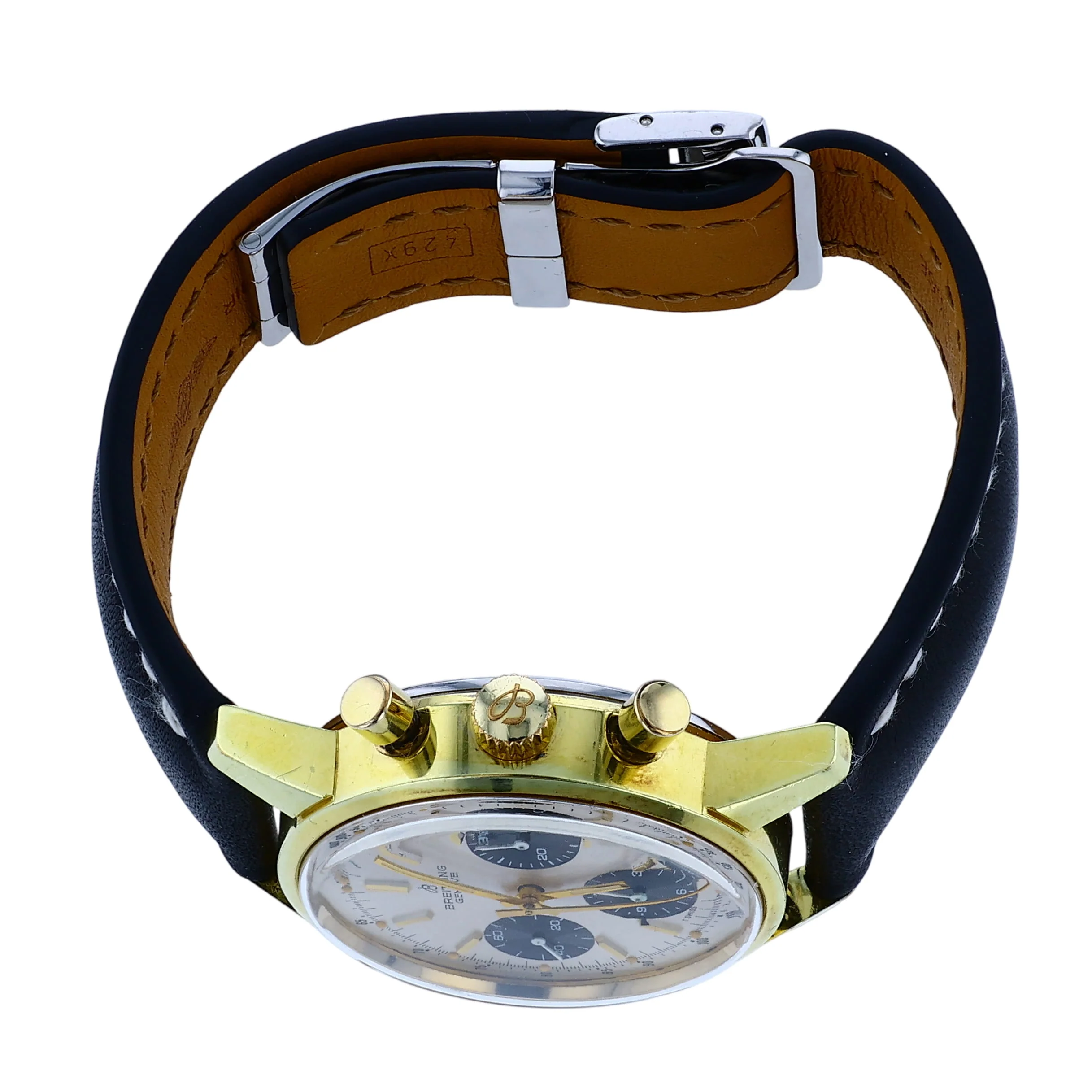 Pre-Owned 38mm 18k YG Plated Stainless Steel Breitling 'Long Playing' 815 Chronograph Vintage - Image 5