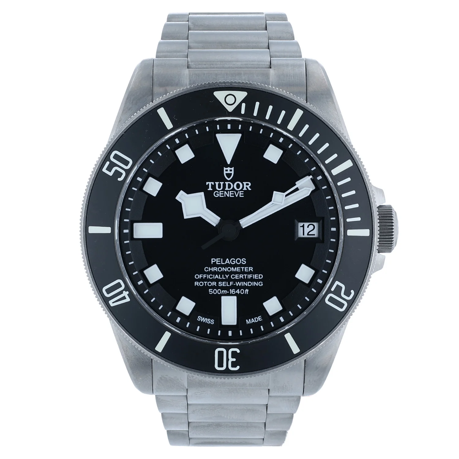 Pre-Owned 42mm Tudor Pelagos Diver Titanium Black Dial Bracelet + Rubber Strap