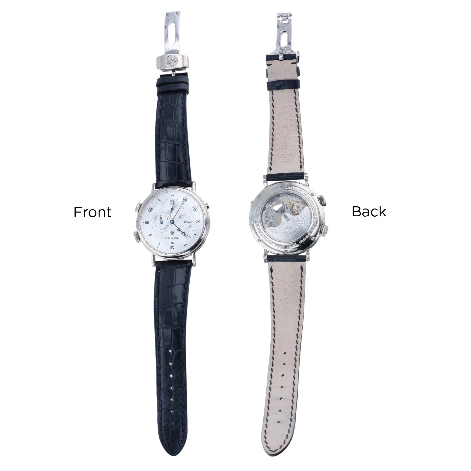 Pre-Owned Breguet Classique 39mm White Gold Silver Roman Alarm Le Reveil du Tsar Leather Strap - Image 4