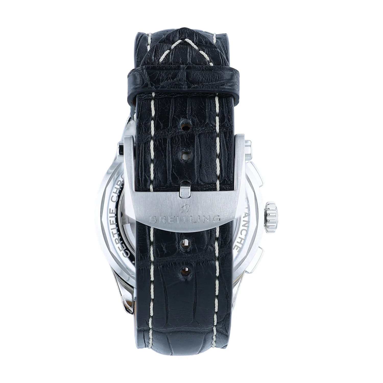 Pre-Owned Breitling 42mm Stainless Steel Premier B01 Black Leather Strap - Image 2