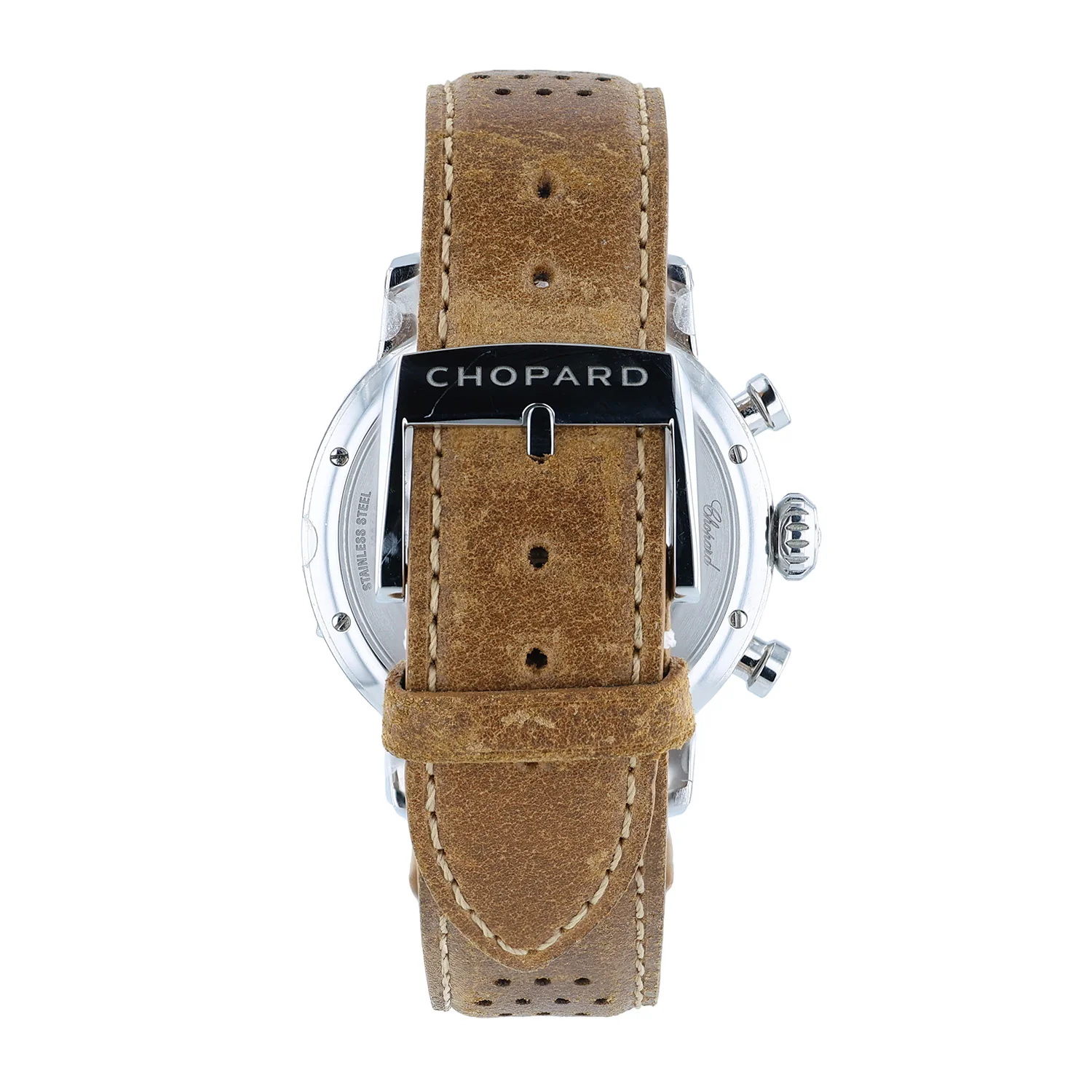 Pre-Owned Chopard 40.5 Stainles Steel "Mille Miglia" Rich Green Ghronograph Brown Leather Strap - Image 2
