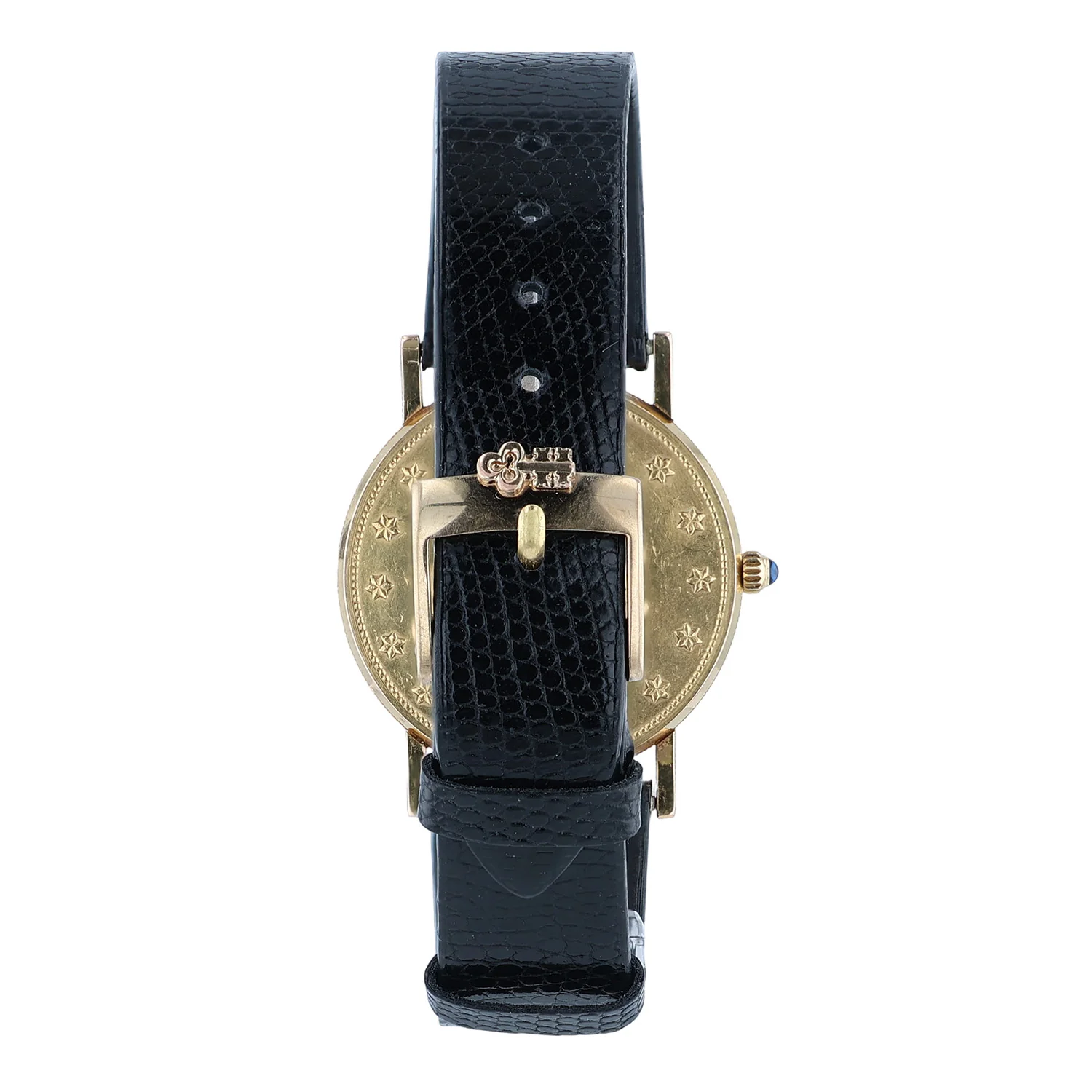 Pre-Owned Corum 36mm Yellow Gold Coin Watch Eagle-liberty Black leather Strap - Image 2