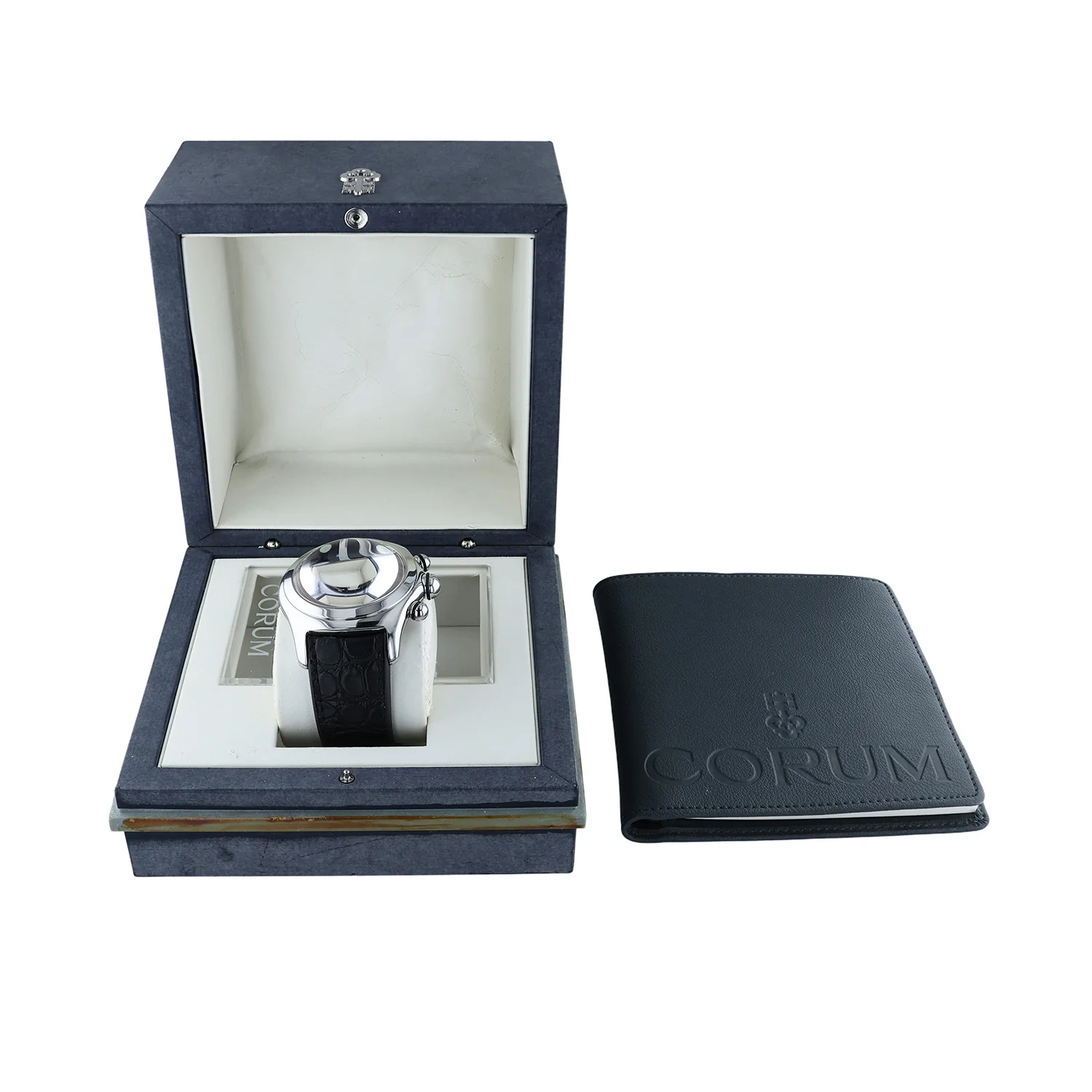 Pre-Owned Corum 45mm Bubble Chrono Black Arabic dial Black Leather Strap Quartz - Image 5