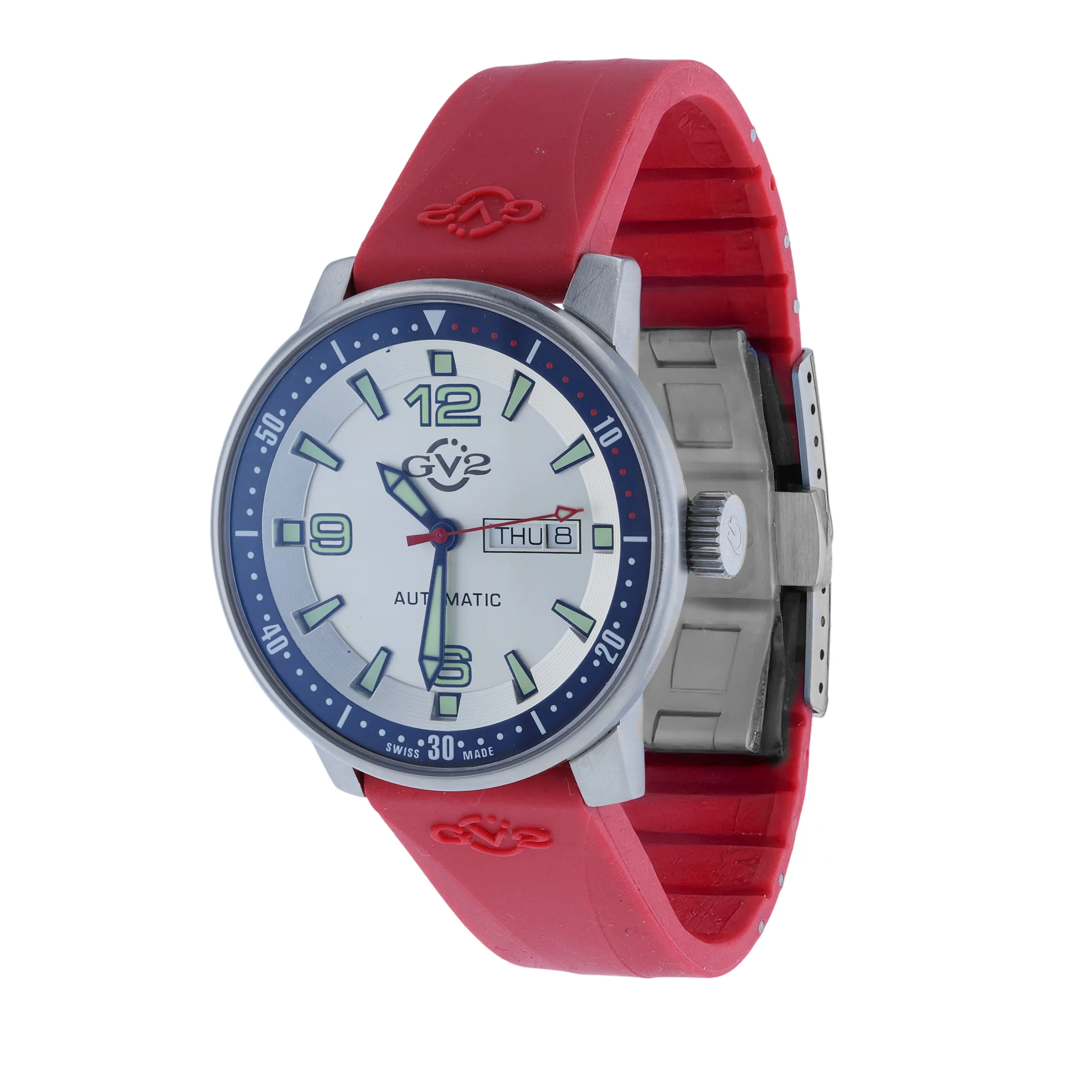 Pre-Owned GEVRIL GV2 42mm Stainless Steel Silver Arabic Dial Rubber Strap Stadium Automatic New Strap and Deployment - Image 2