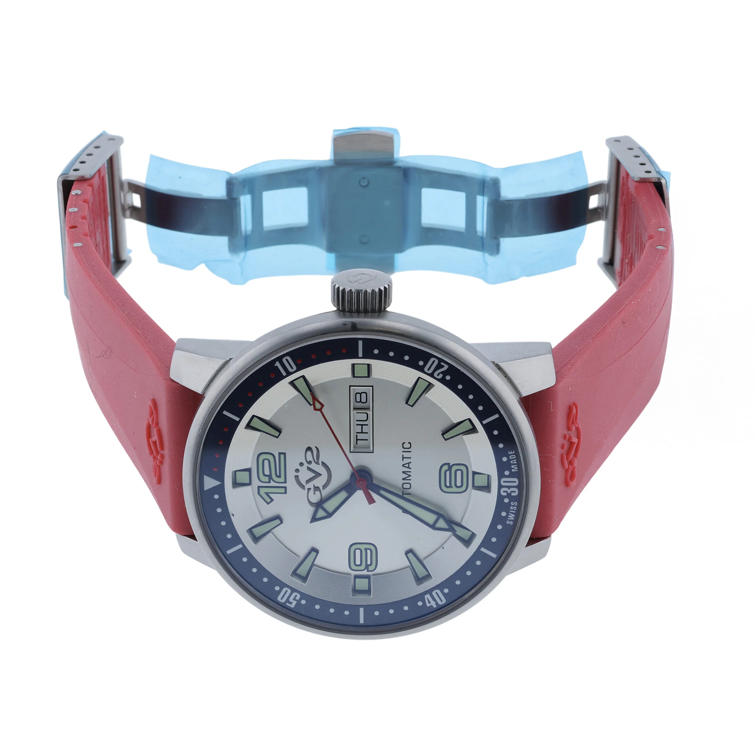 Pre-Owned GEVRIL GV2 42mm Stainless Steel Silver Arabic Dial Rubber Strap Stadium Automatic New Strap and Deployment - Image 4