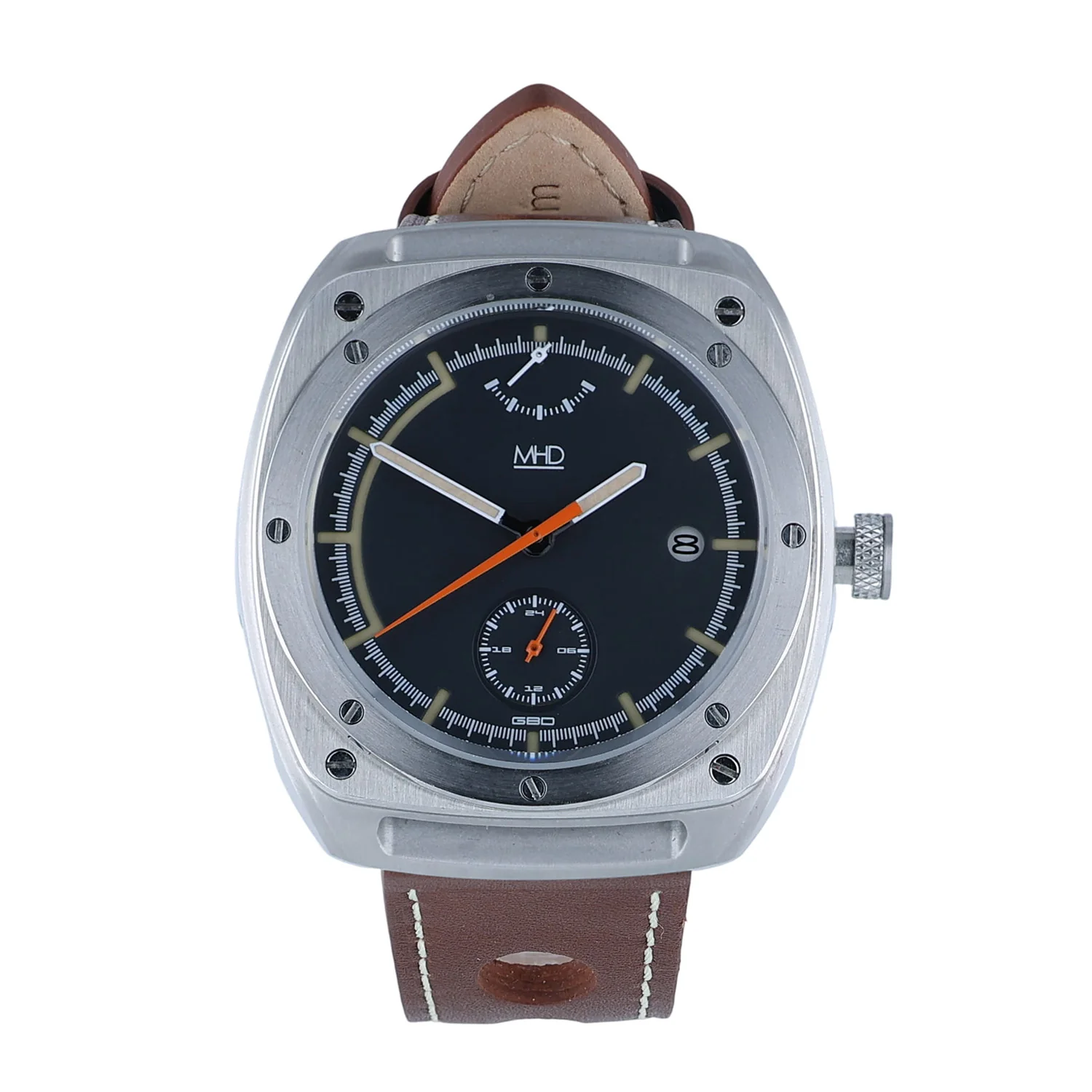 Pre-Owned MHD 40mm Stainless Steel Streamliner Black Dial brown Strap