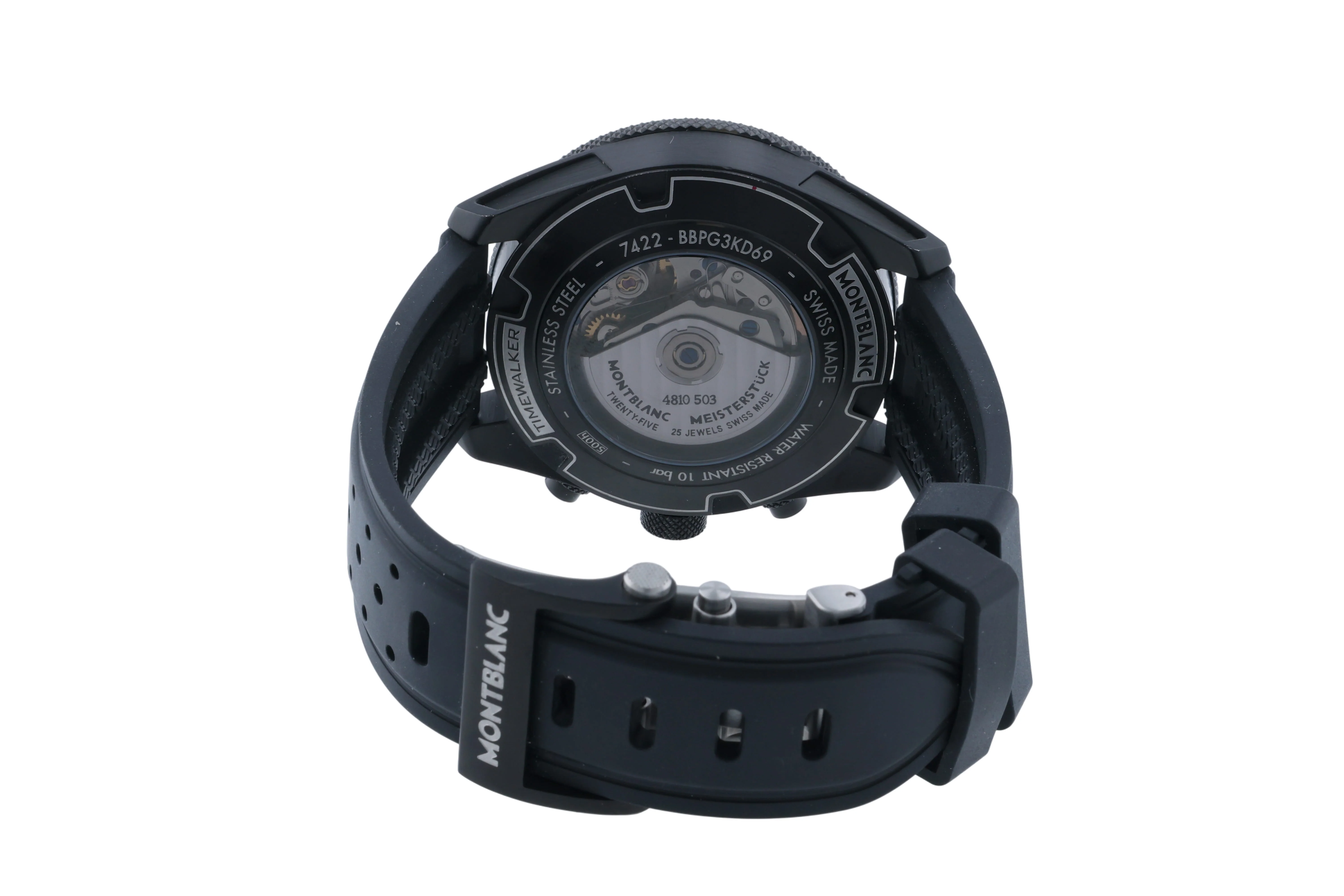 Pre-Owned Montblanc 43mm TimeWalker Chronograph GMT Black Strap Rubber Band - Image 3