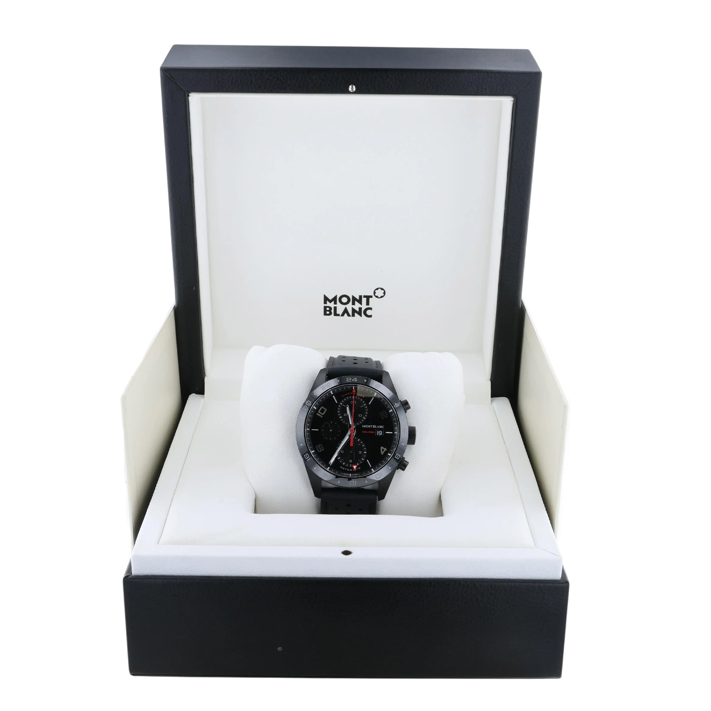Pre-Owned Montblanc 43mm TimeWalker Chronograph GMT Black Strap Rubber Band - Image 6