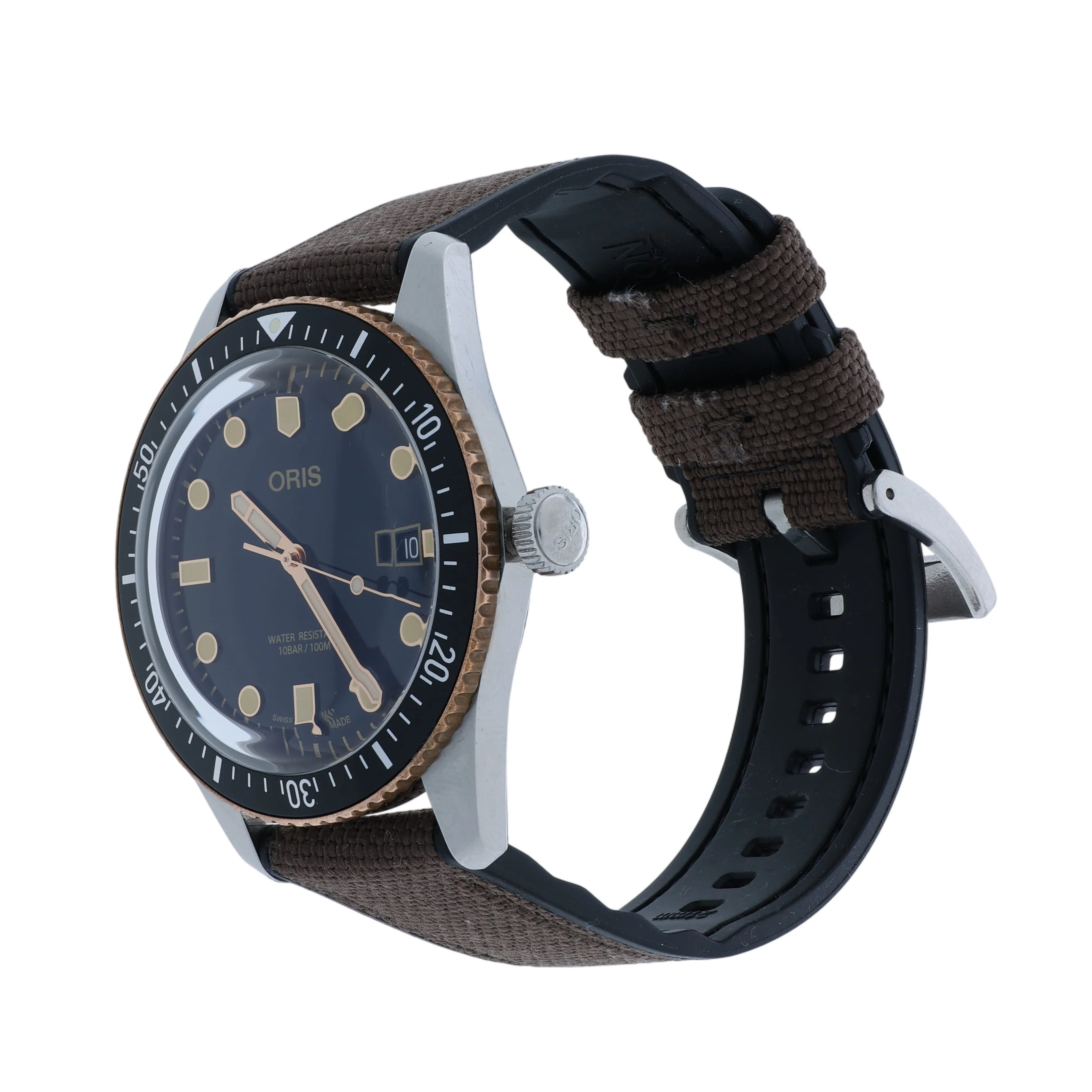 Pre-Owned Oris 40mm Stainless Steel Divers Sixty-Five Black Dial Brown Strap - Image 2