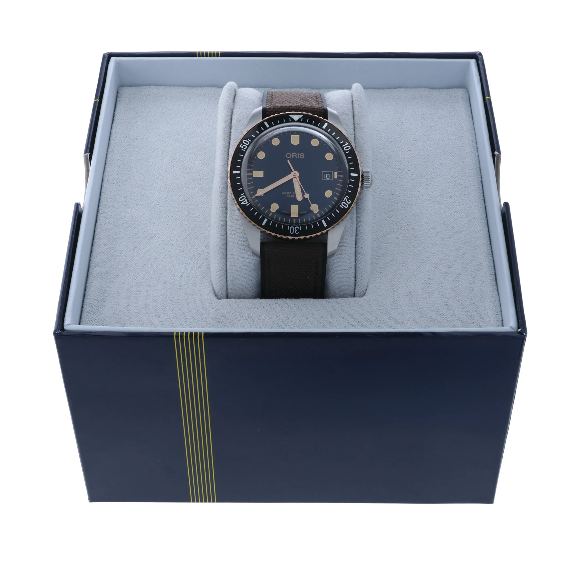 Pre-Owned Oris 40mm Stainless Steel Divers Sixty-Five Black Dial Brown Strap - Image 5