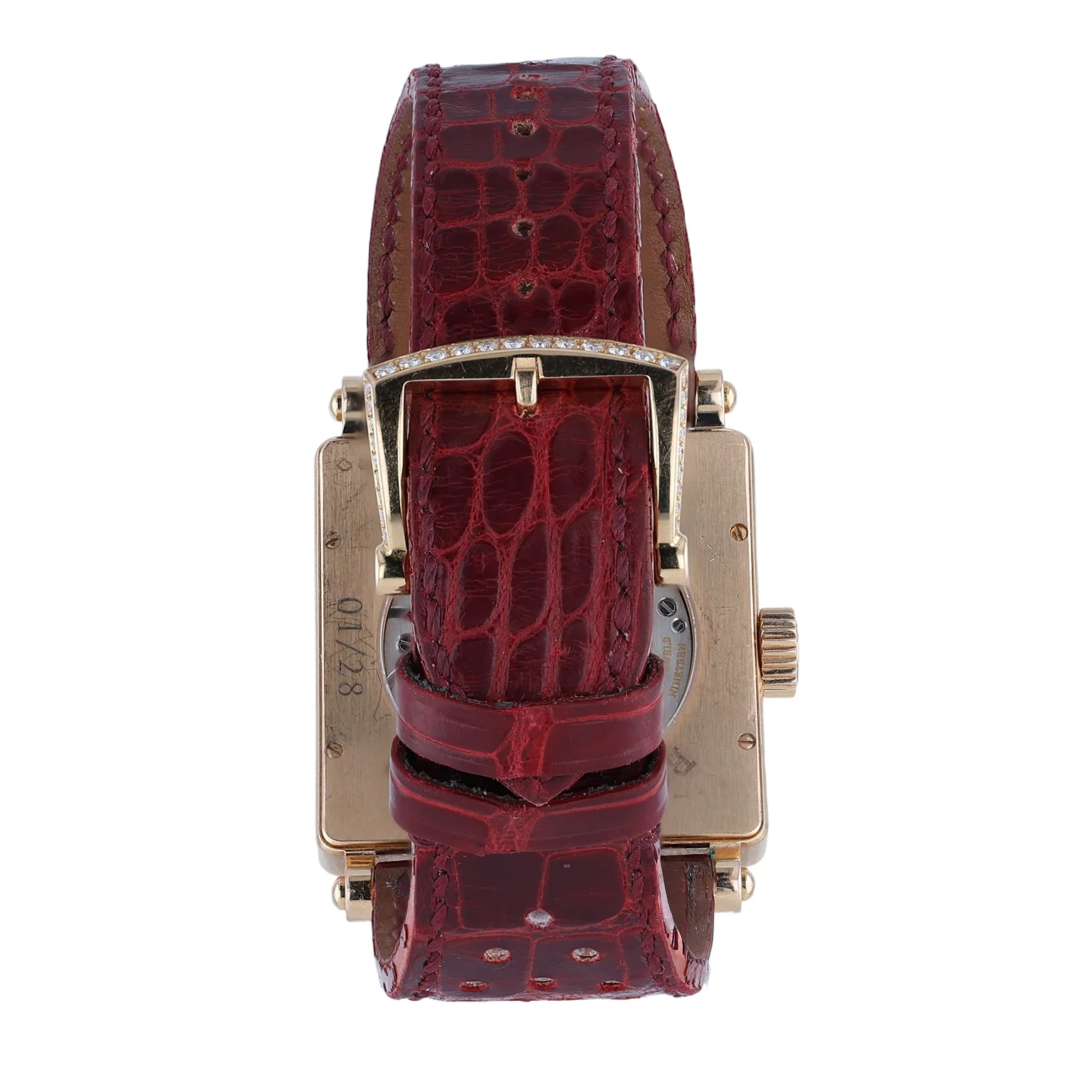 Pre-Owned Roger Dubuis Golden Square Ladies Watch 34mm, rose gold with 127 diamonds Burgundy Strap - Image 2