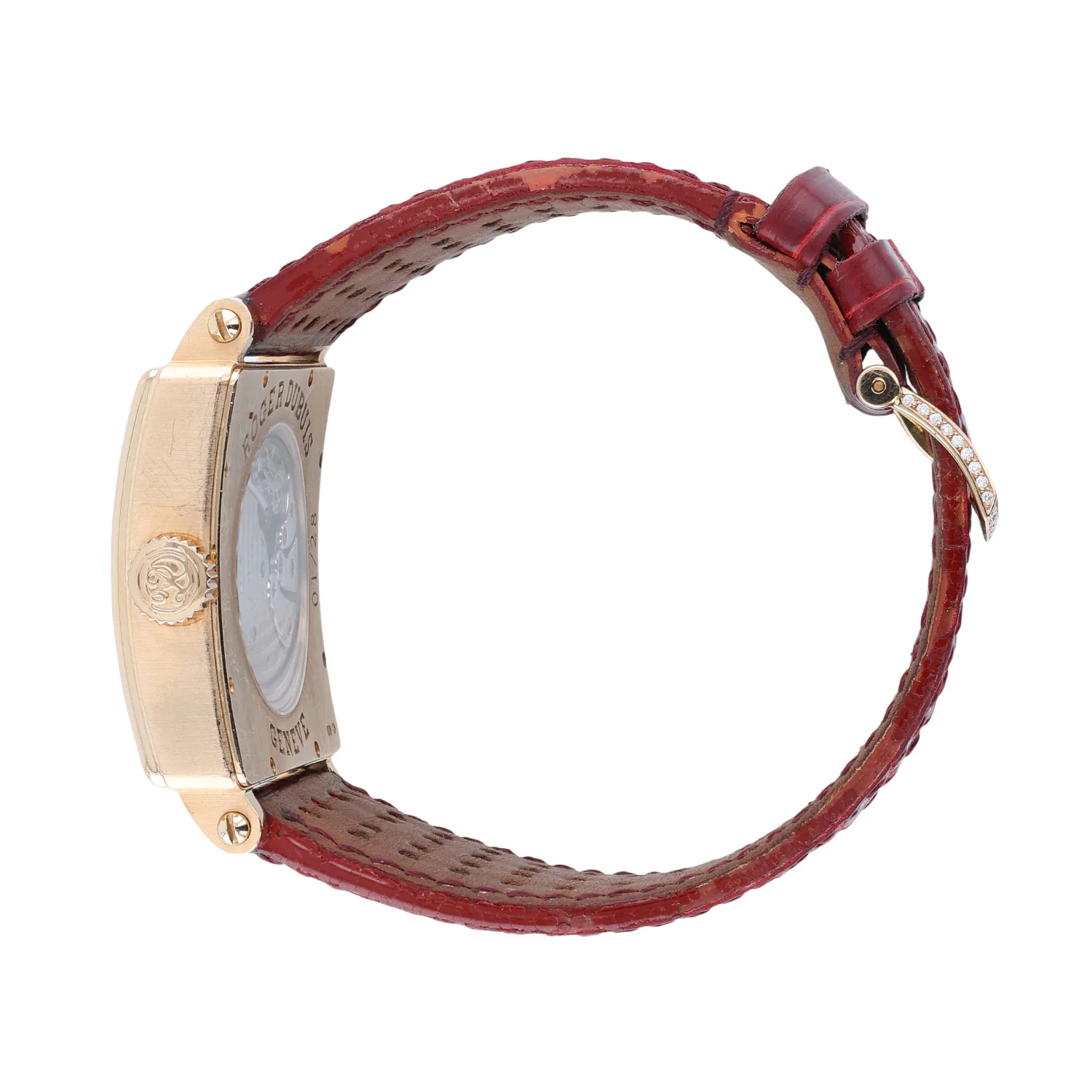 Pre-Owned Roger Dubuis Golden Square Ladies Watch 34mm, rose gold with 127 diamonds Burgundy Strap - Image 3