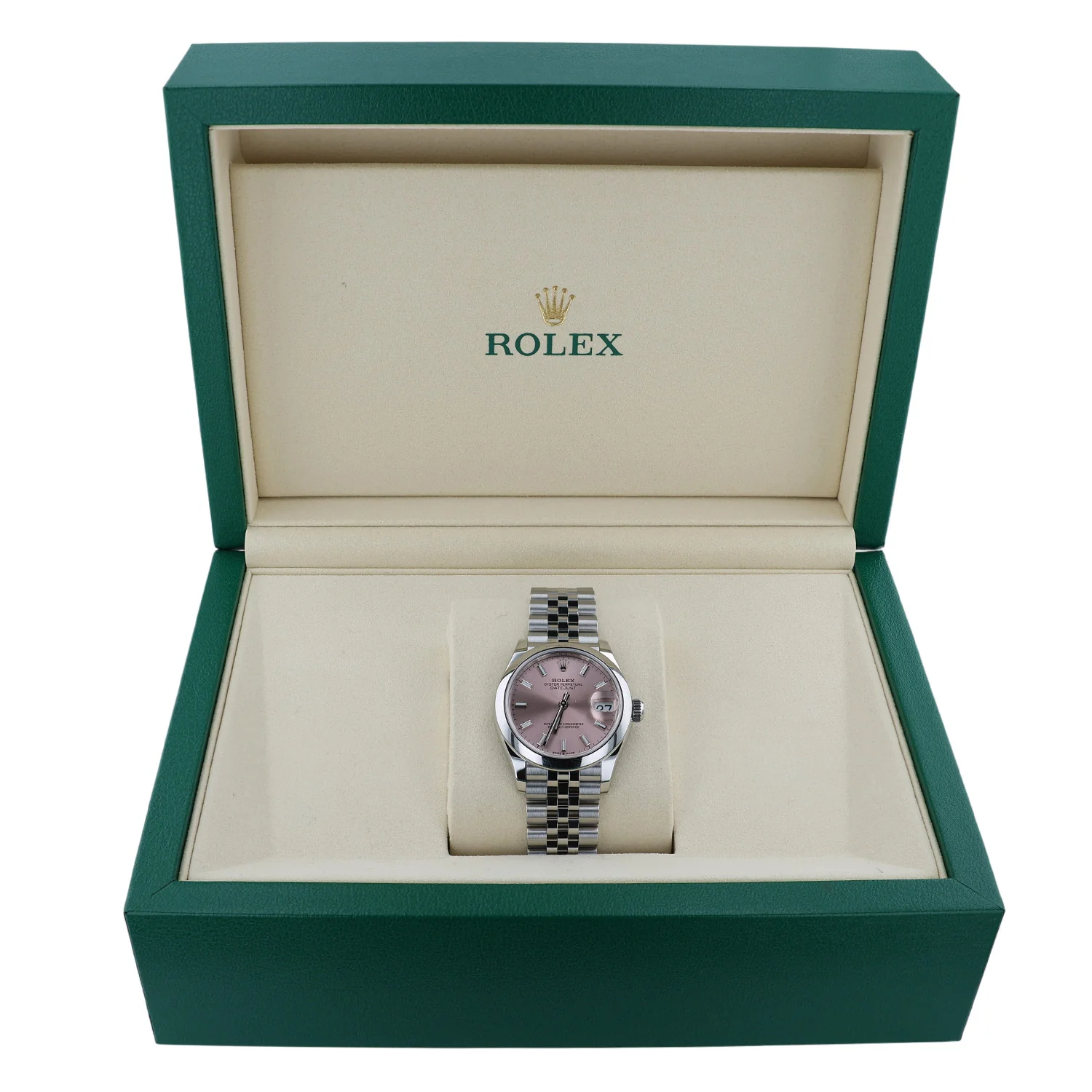Pre-Owned Rolex 31mm Stainles Steel Datejust Pink Stick dial Jubilee Bracelet Model 278240 - Image 4