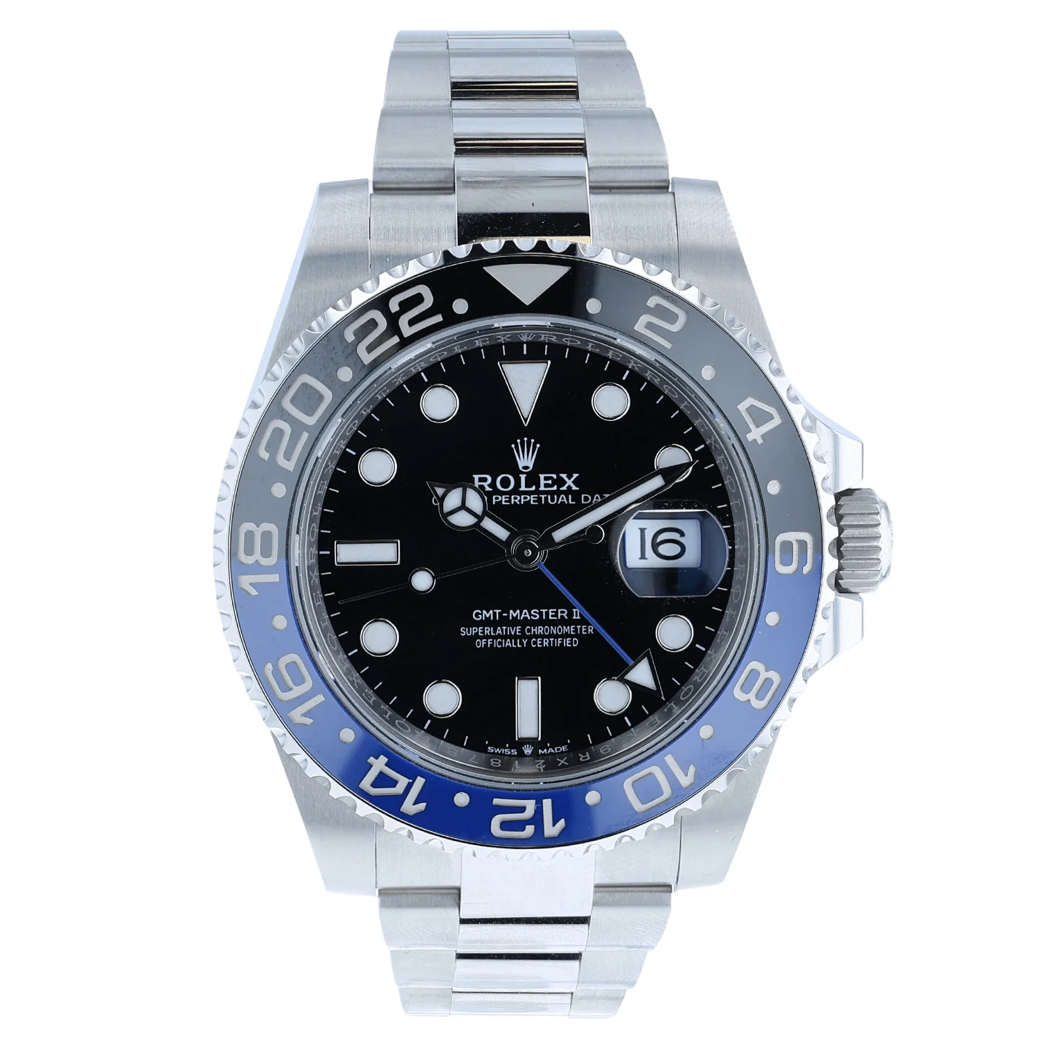 Pre-Owned Rolex 40mm Stainless Steel GMT "BATMAN" Oyster Bracelet Model 126710BLNR 02/2026