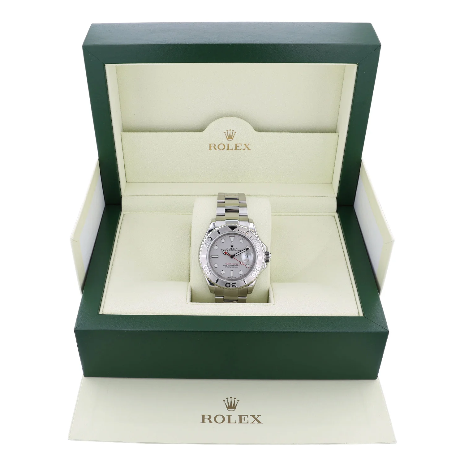 Pre-Owned Rolex 40mm Yachtmaster Stainless Steel Platinum Silver Sunburst dial Oyster Bracelet Model 16622 - Image 4
