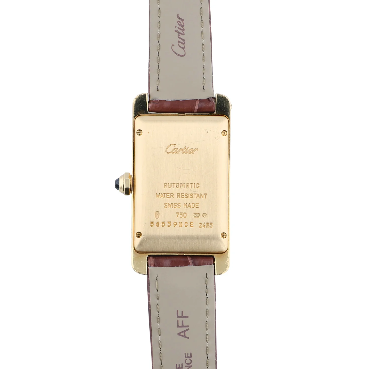 Preowned Cartier Tank Américaine 22.4 x 41.4mm YG on Leather Strap Automatic Model 2483 - Image 2