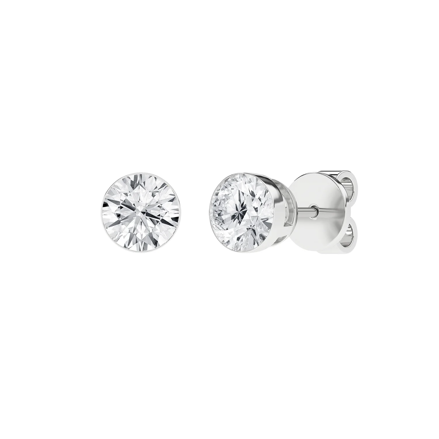 Revelation 14K Lab Grown Diamond Bezel Stud Earrings - Image 2
