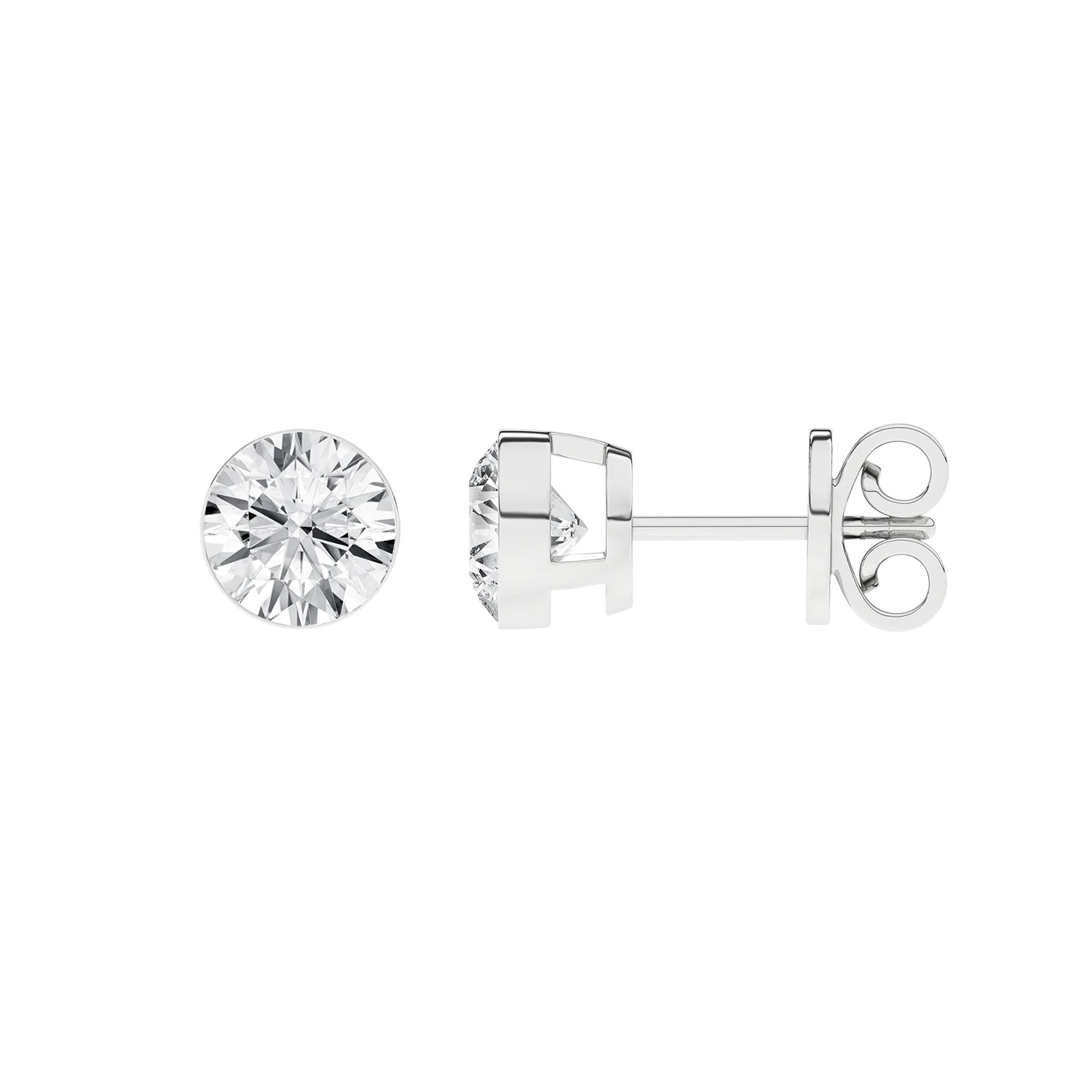 Revelation 14K Lab Grown Diamond Bezel Stud Earrings - Image 4