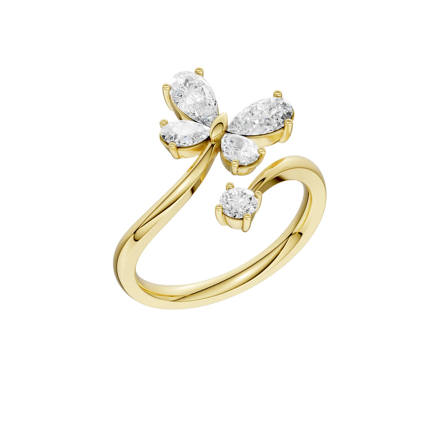 Revelation 14K Lab Grown Diamond Butterfly Bypass Ring - Image 2