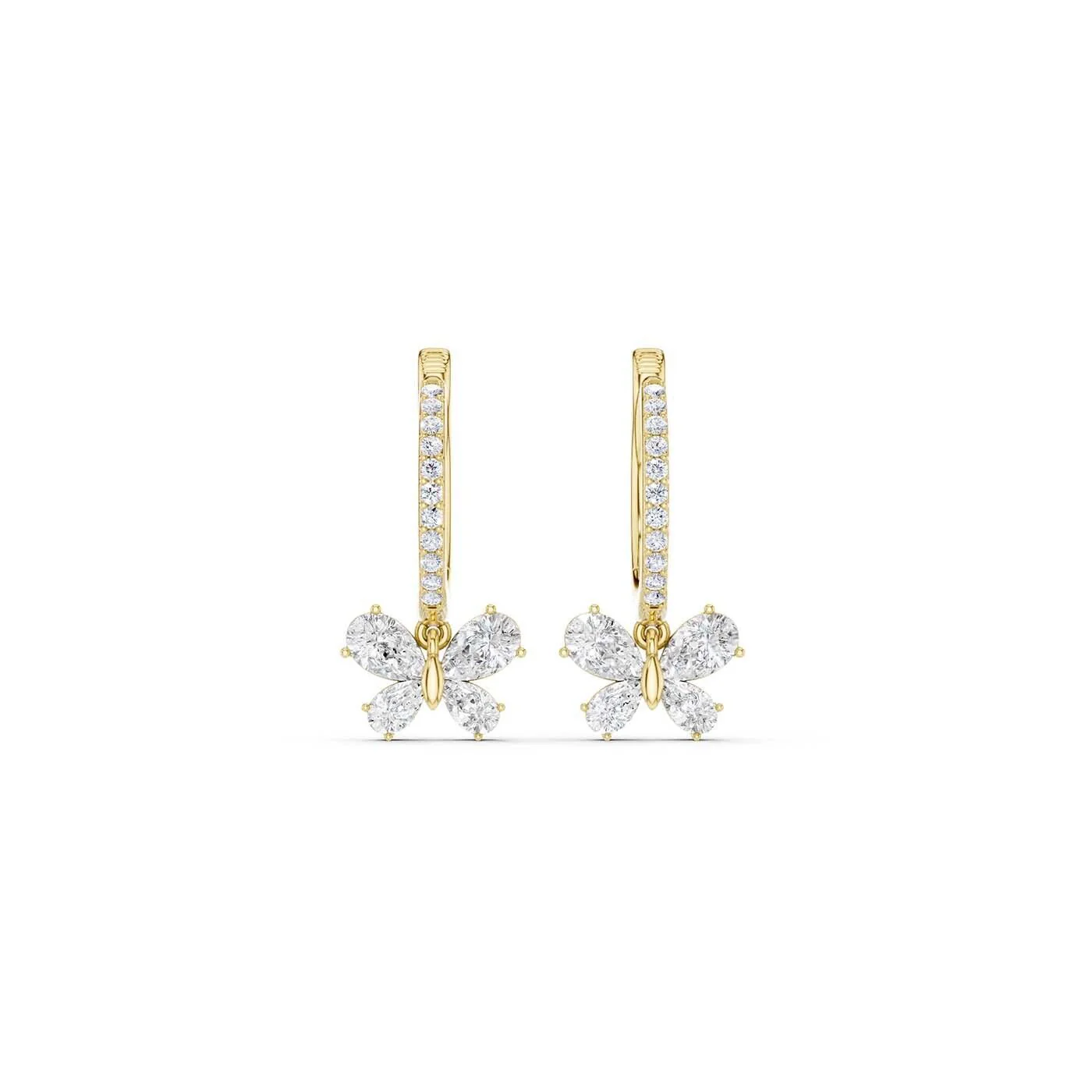 Revelation 14K Lab Grown Diamond Butterfly Drop Hoop Earrings - Image 2