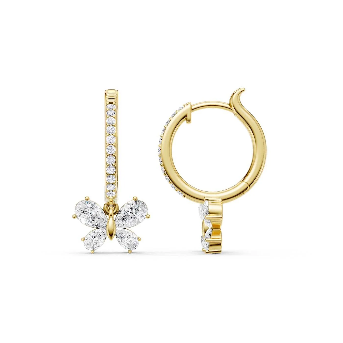 Revelation 14K Lab Grown Diamond Butterfly Drop Hoop Earrings - Image 3