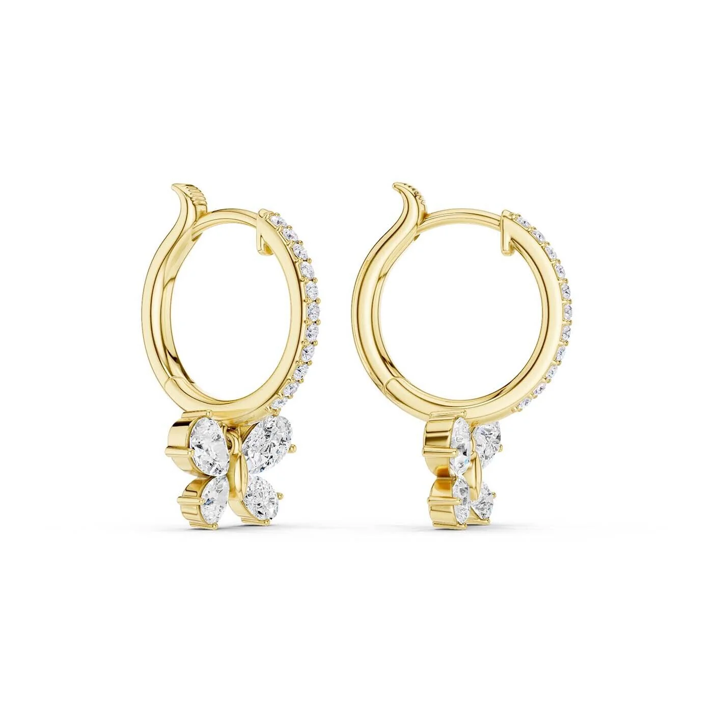 Revelation 14K Lab Grown Diamond Butterfly Drop Hoop Earrings - Image 4