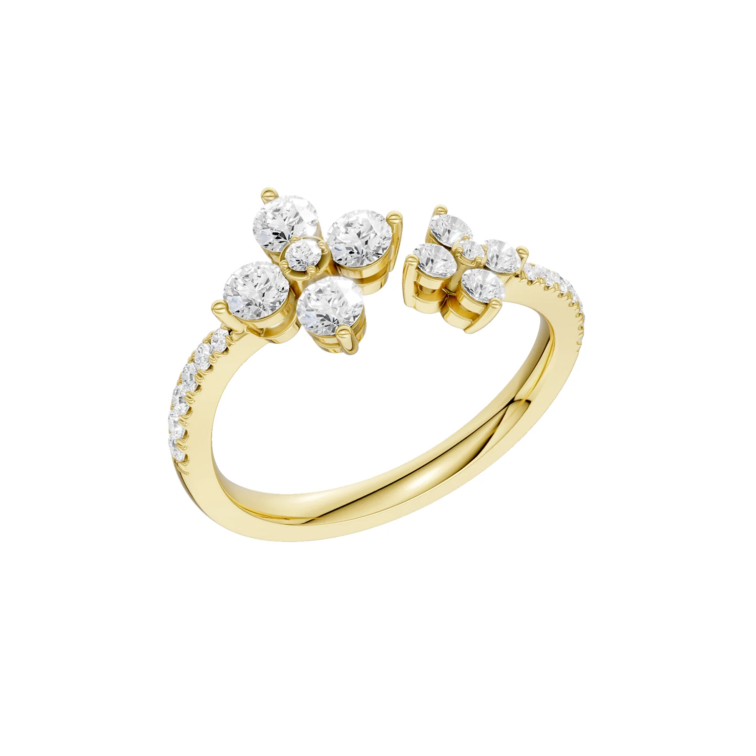 Revelation 14K Lab Grown Diamond Flower Petals Cuff Ring - Image 2