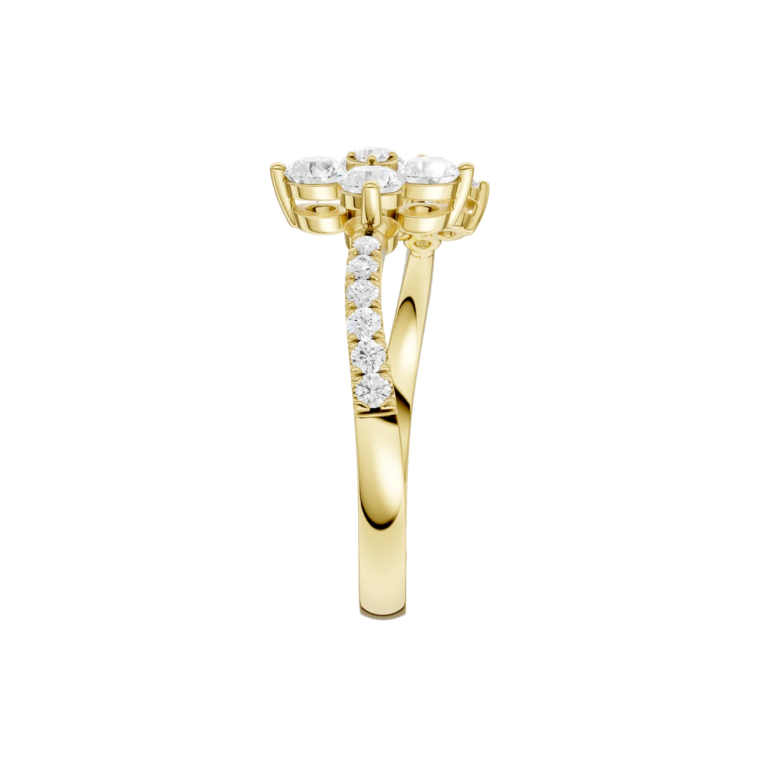 Revelation 14K Lab Grown Diamond Flower Petals Cuff Ring - Image 3