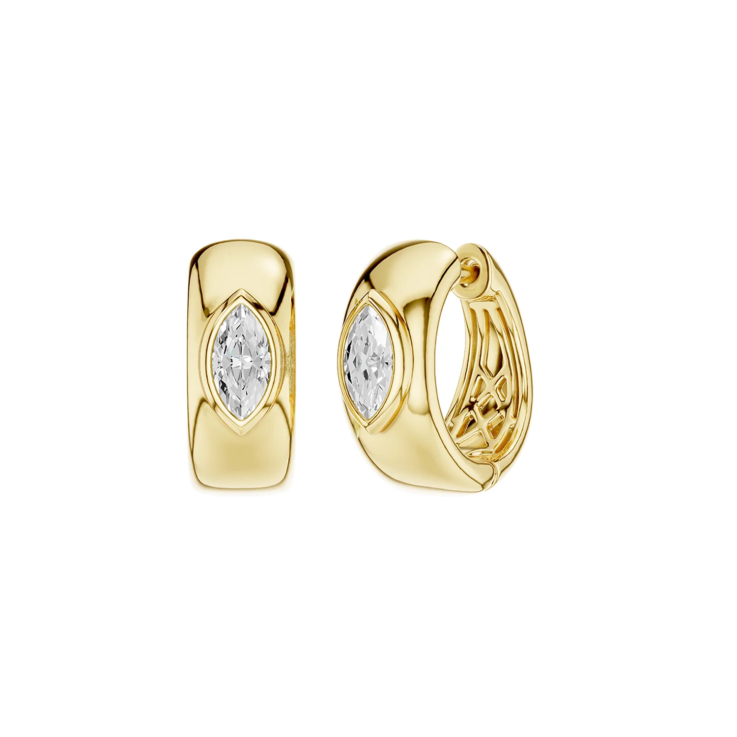 Revelation 14K Lab Grown Diamond Huggie Earrings - Image 2