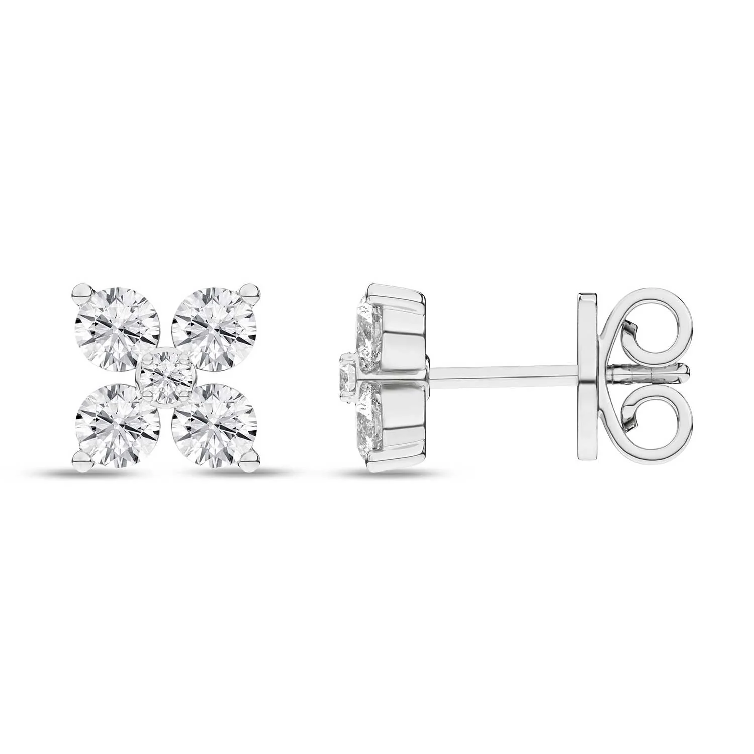 Rêvelation 14K Lab Grown Diamond Petal Stud Earrings - 1.00ctw - Image 2