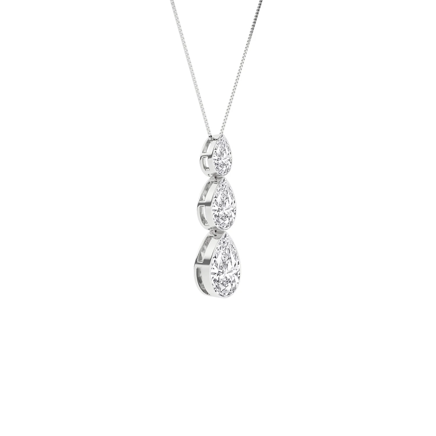Revelation 14K Lab Grown Diamond Three-Stone Drop Pendant with Chain - Image 2