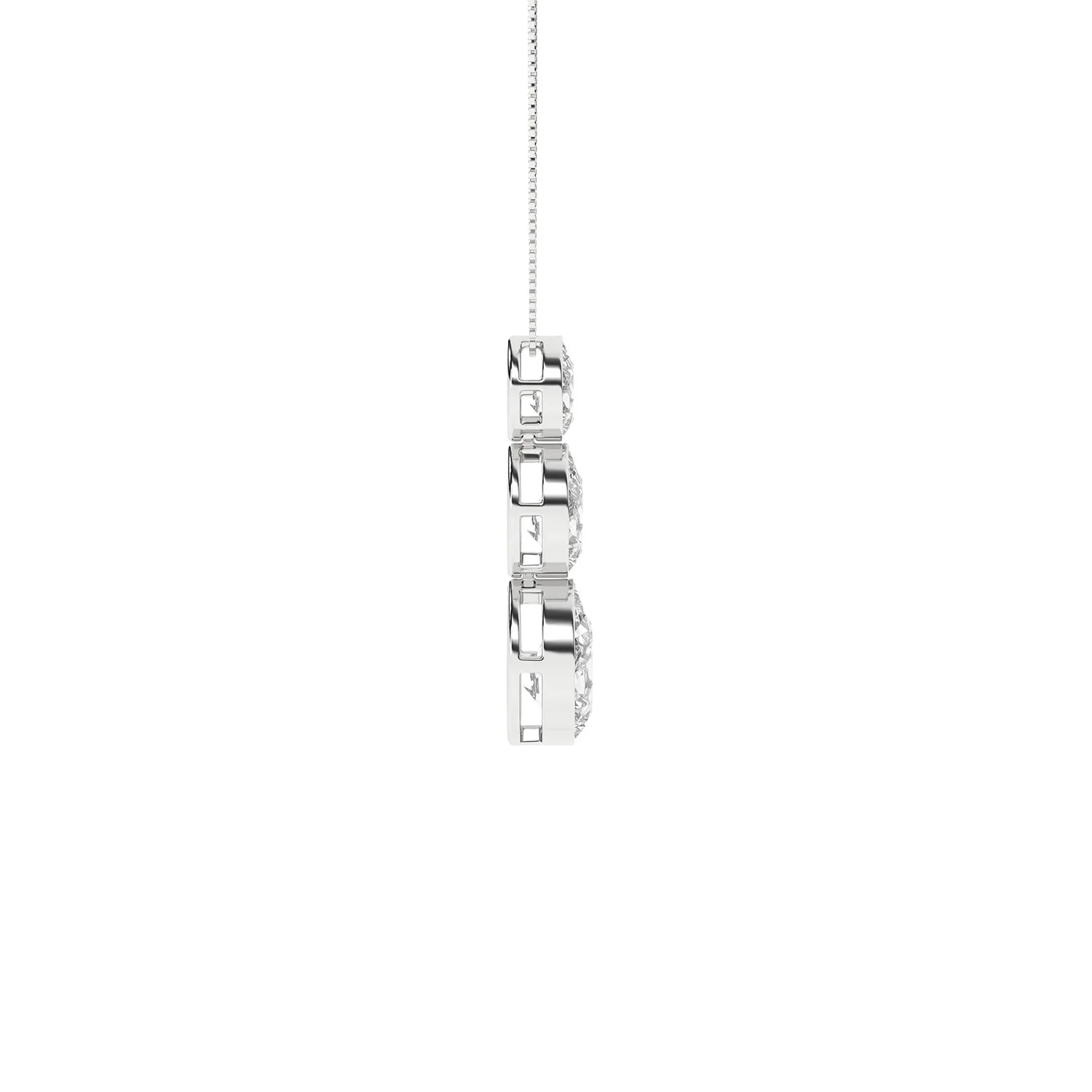 Revelation 14K Lab Grown Diamond Three-Stone Drop Pendant with Chain - Image 3