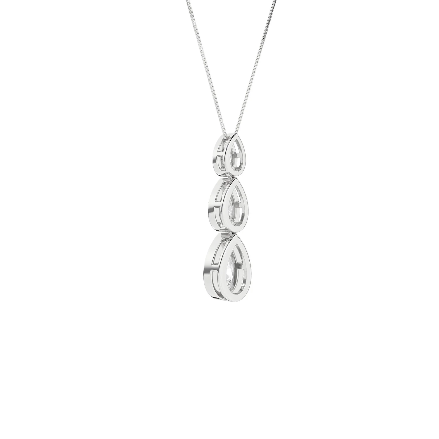 Revelation 14K Lab Grown Diamond Three-Stone Drop Pendant with Chain - Image 4