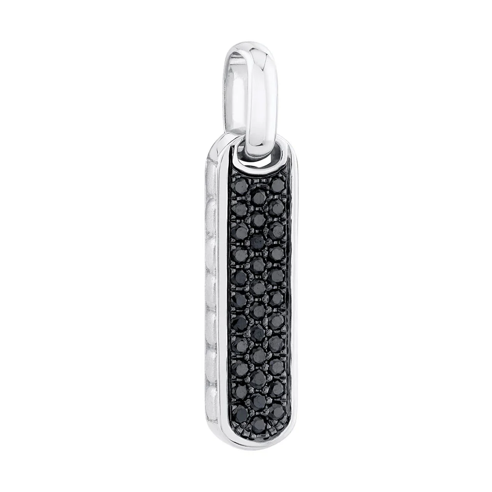 Shy Creation 14K Black Diamond Bar Dog Tag Pendant - Image 3