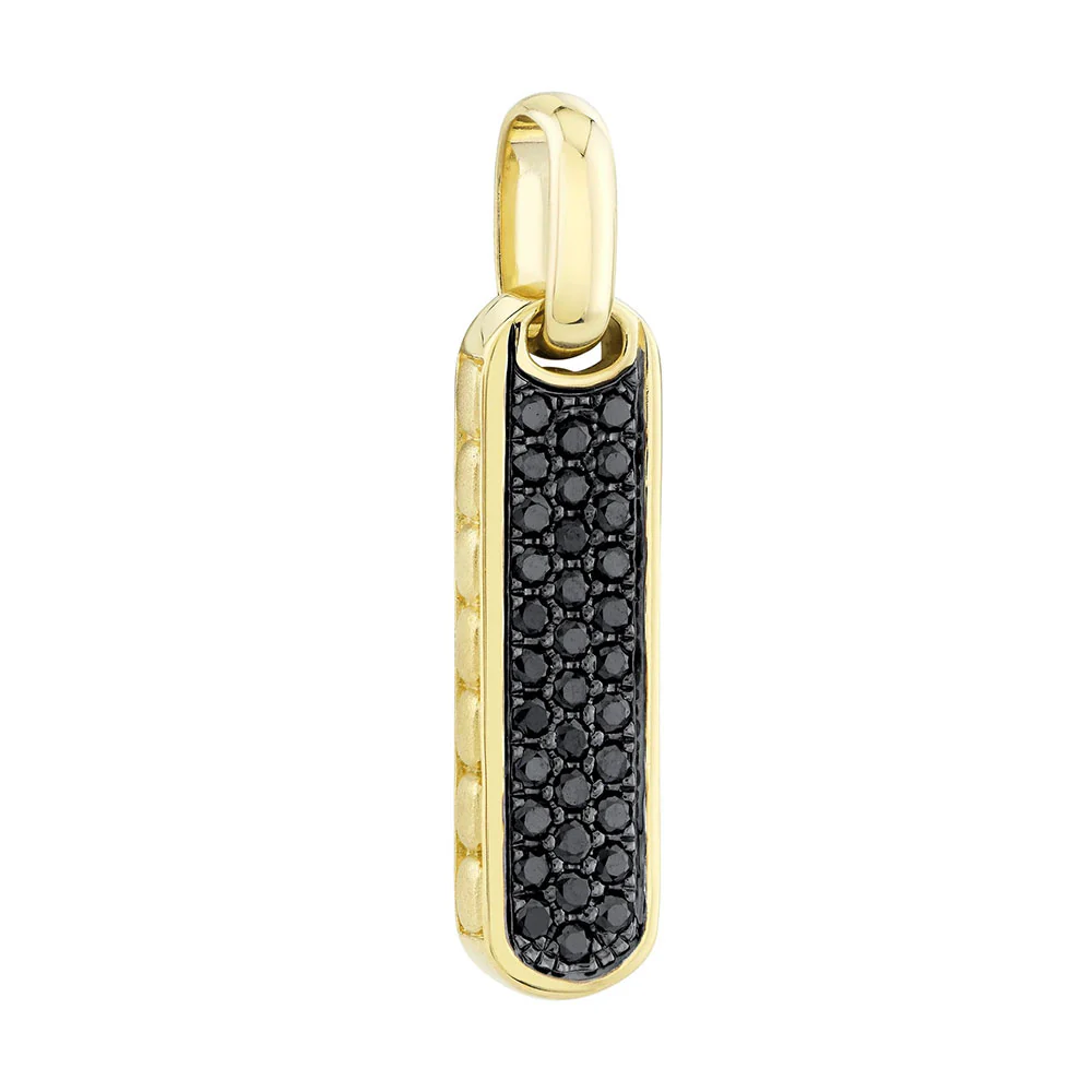 Shy Creation 14K Black Diamond Bar Dog Tag Pendant - Image 3