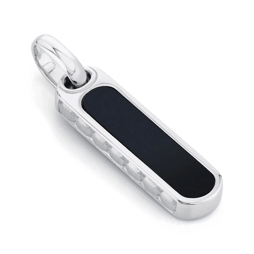 Shy Creation 14K Black Onyx Bar Dog Tag Pendant - Image 2