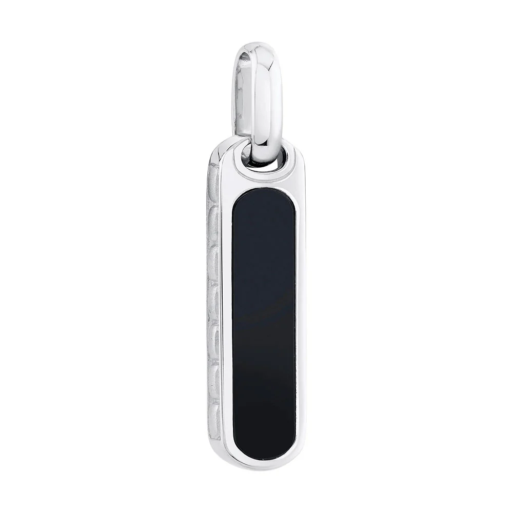 Shy Creation 14K Black Onyx Bar Dog Tag Pendant - Image 3