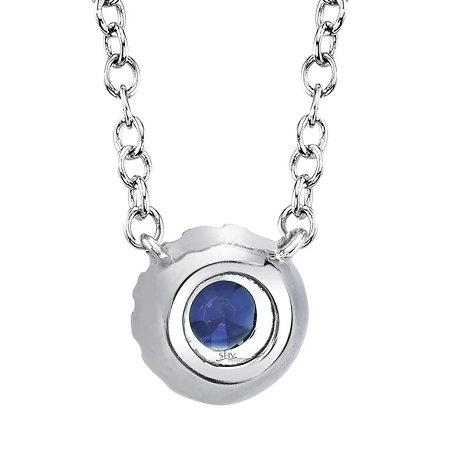 Shy Creation 14K Sapphire and Diamond Halo Necklace - Image 3