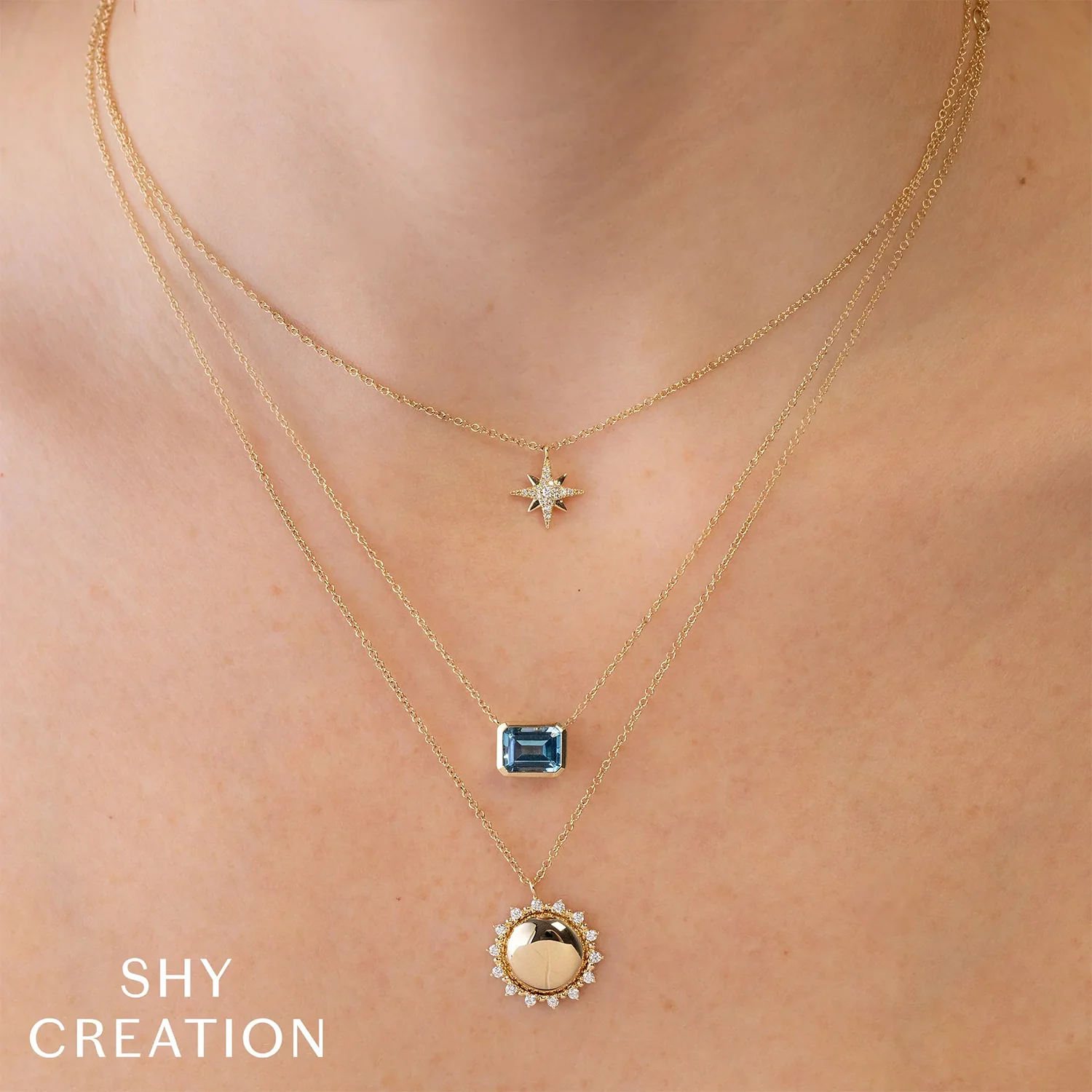 Shy Creation 14K Blue Topaz Necklace - Image 2
