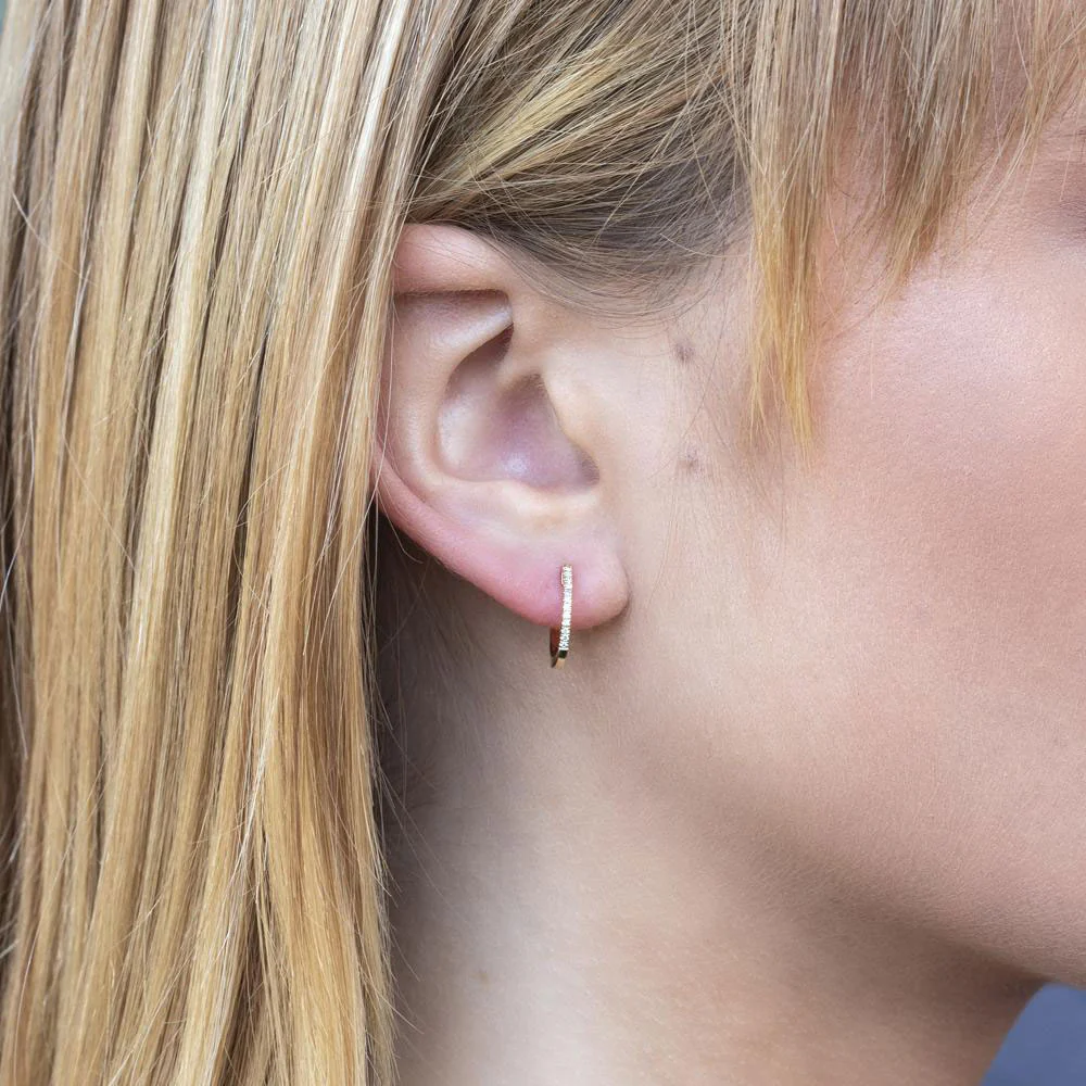 Shy Creation 14K Classic Diamond Huggie Earrings - Image 3