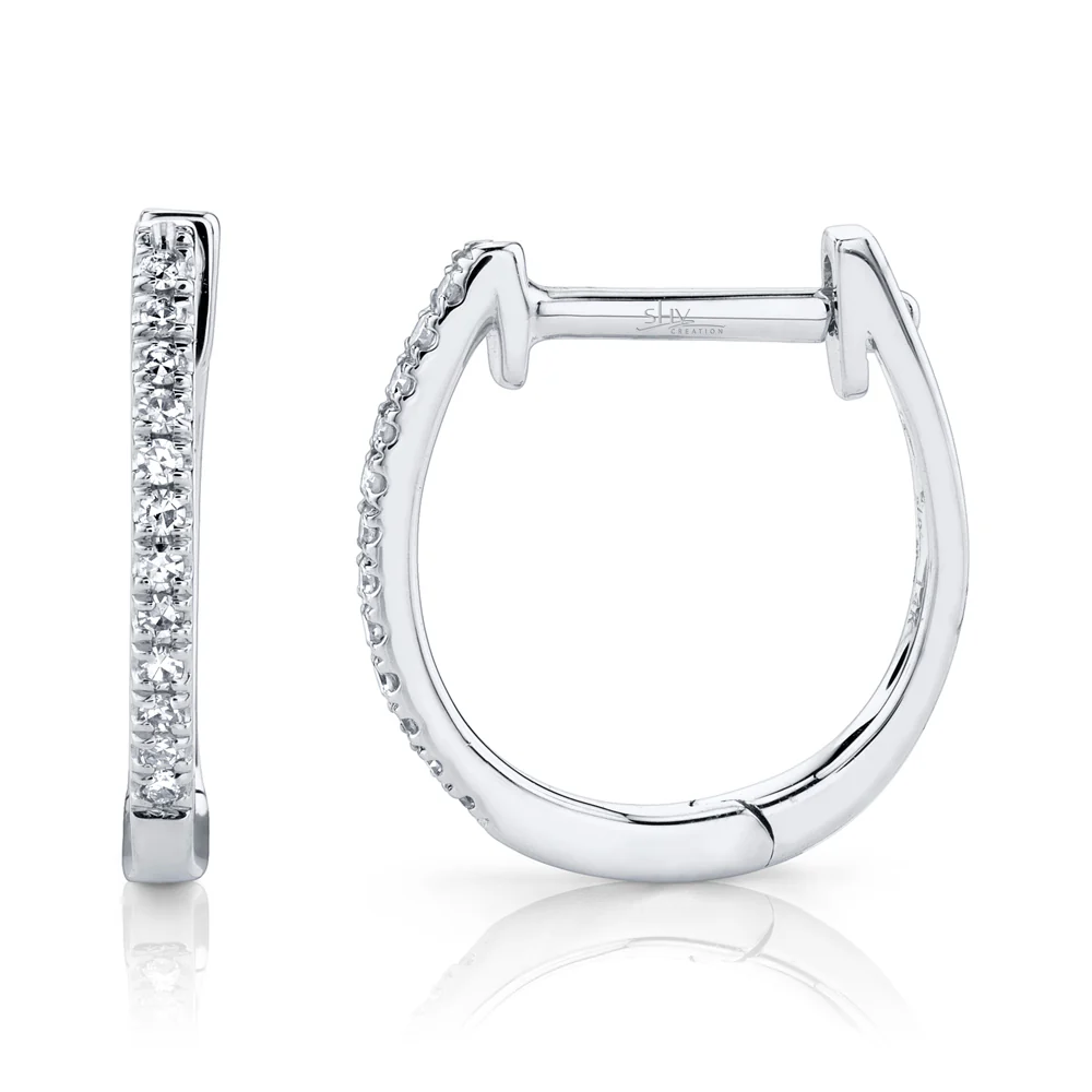Shy Creation 14K Classic Diamond Huggie Earrings - Image 2