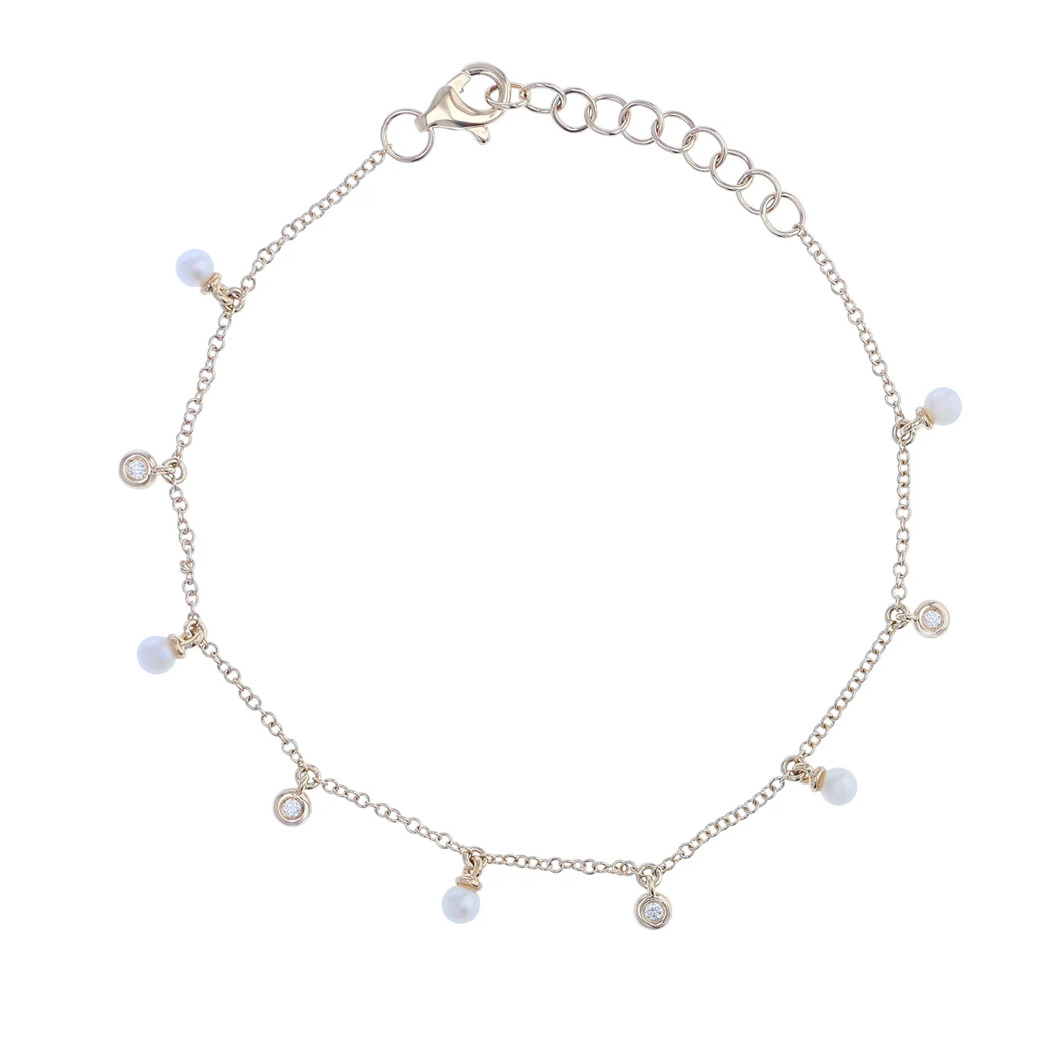 Shy Creation 14K Cultured Pearl and Diamond Bracelet