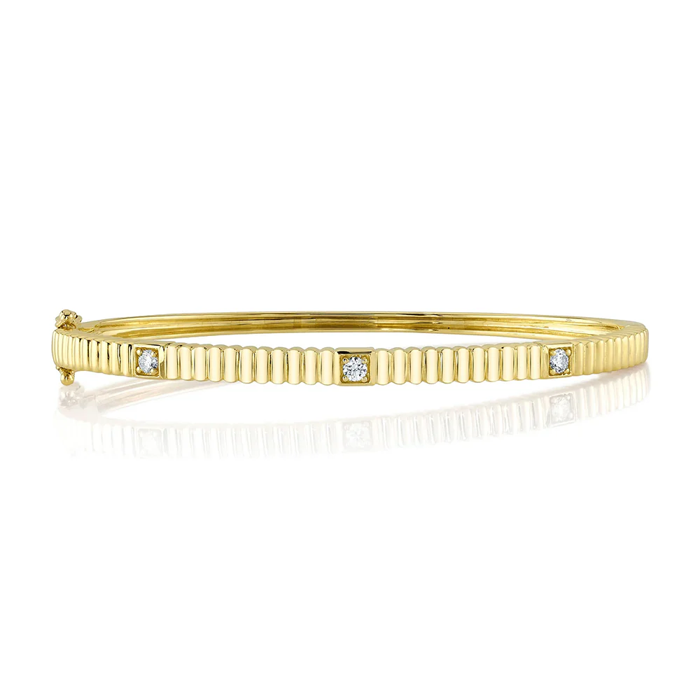 Shy Creation 14K Diamond Bangle Bracelet